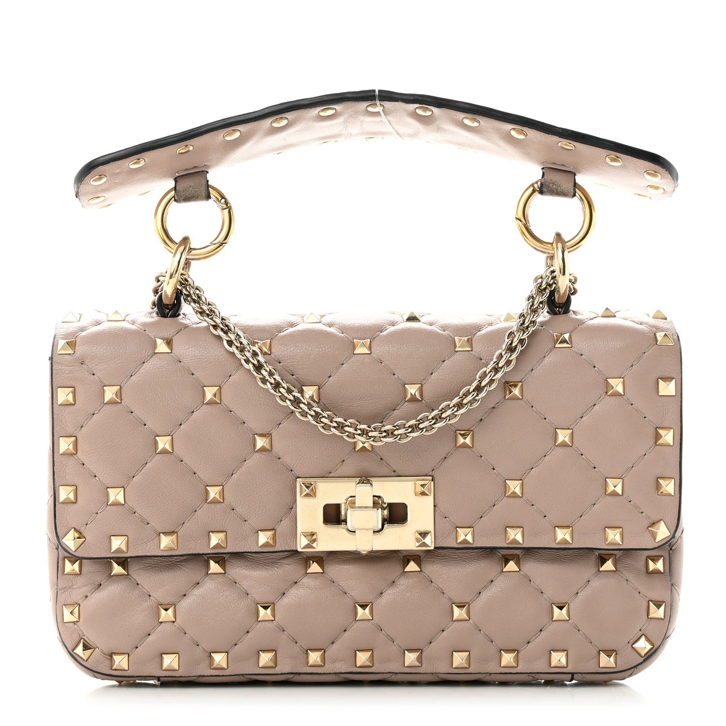 Nappa Small Rockstud Spike Shoulder Bag Poudre