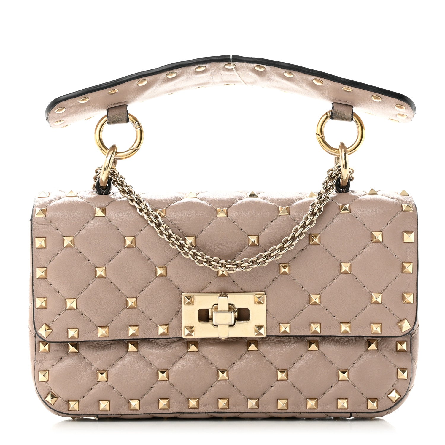 Valentino Garavani Nappa Small Rockstud Spike Shoulder Bag Poudre 1 of 11