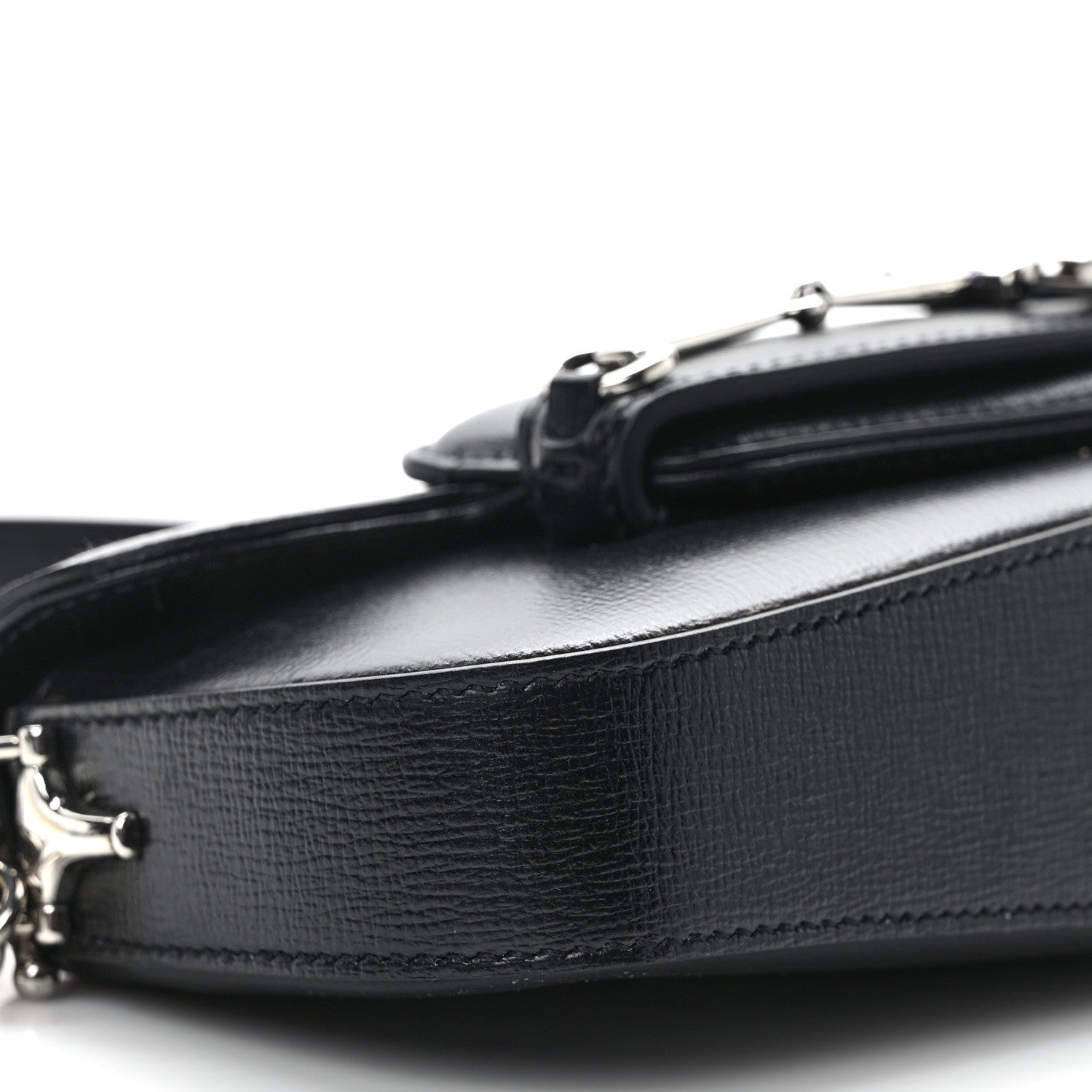 Gucci Calfskin Mini Horsebit 1955 Asymmetric Shoulder Bag Black 8 of 9