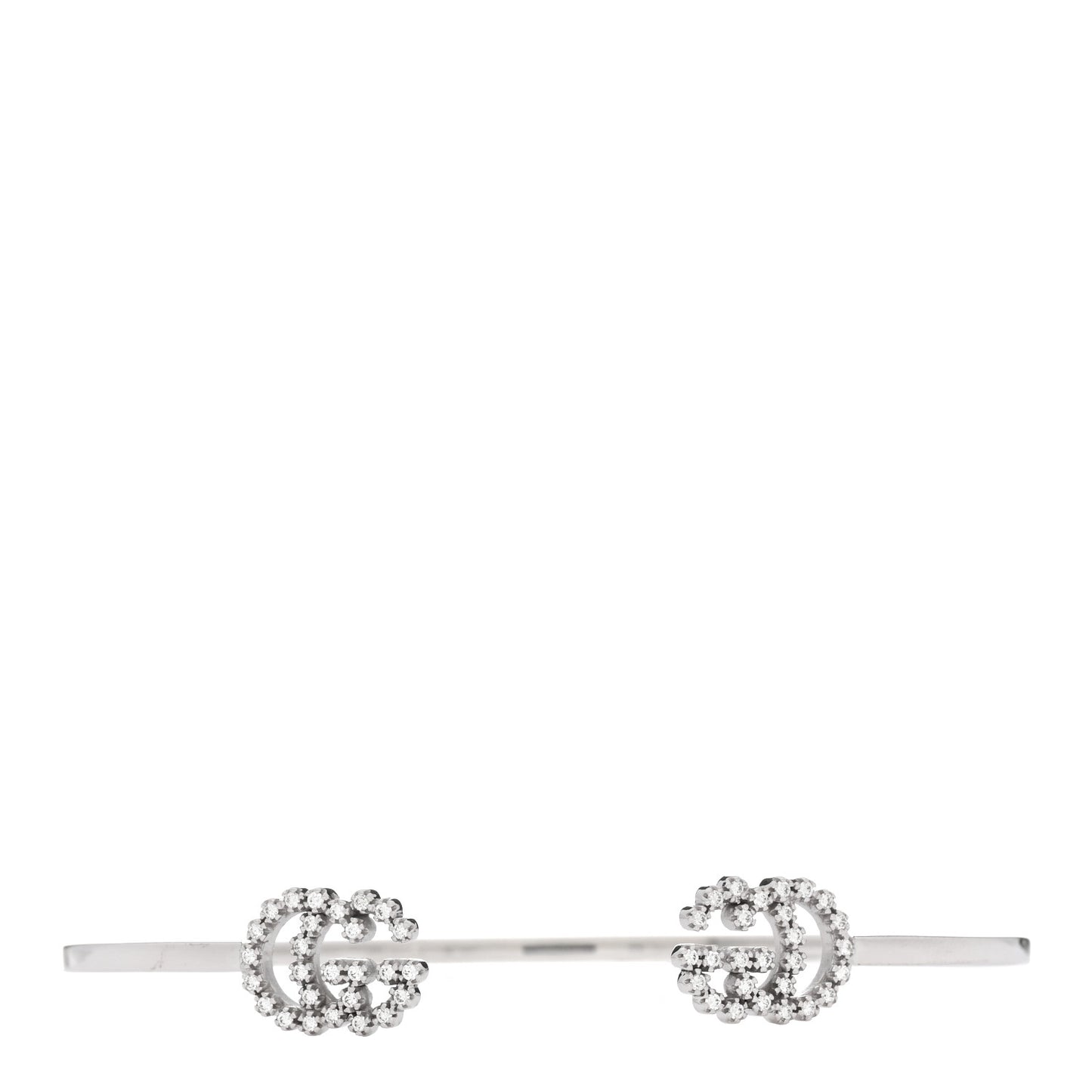 18K White Gold Diamond GG Running Cuff Bracelet