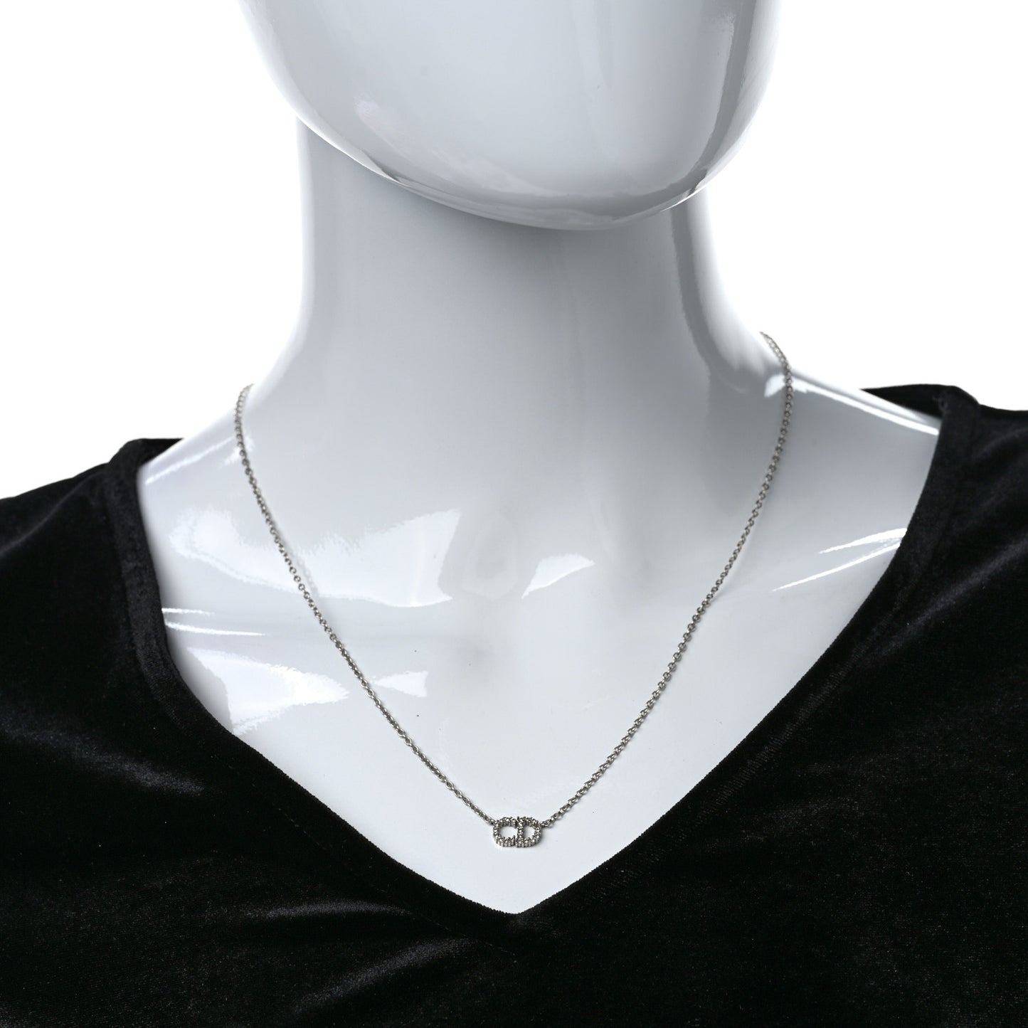 Metal Crystal Clair D Lune Necklace Silver