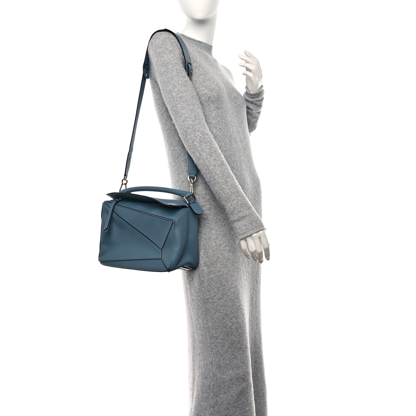 Calfskin Medium Puzzle Bag Stone Blue