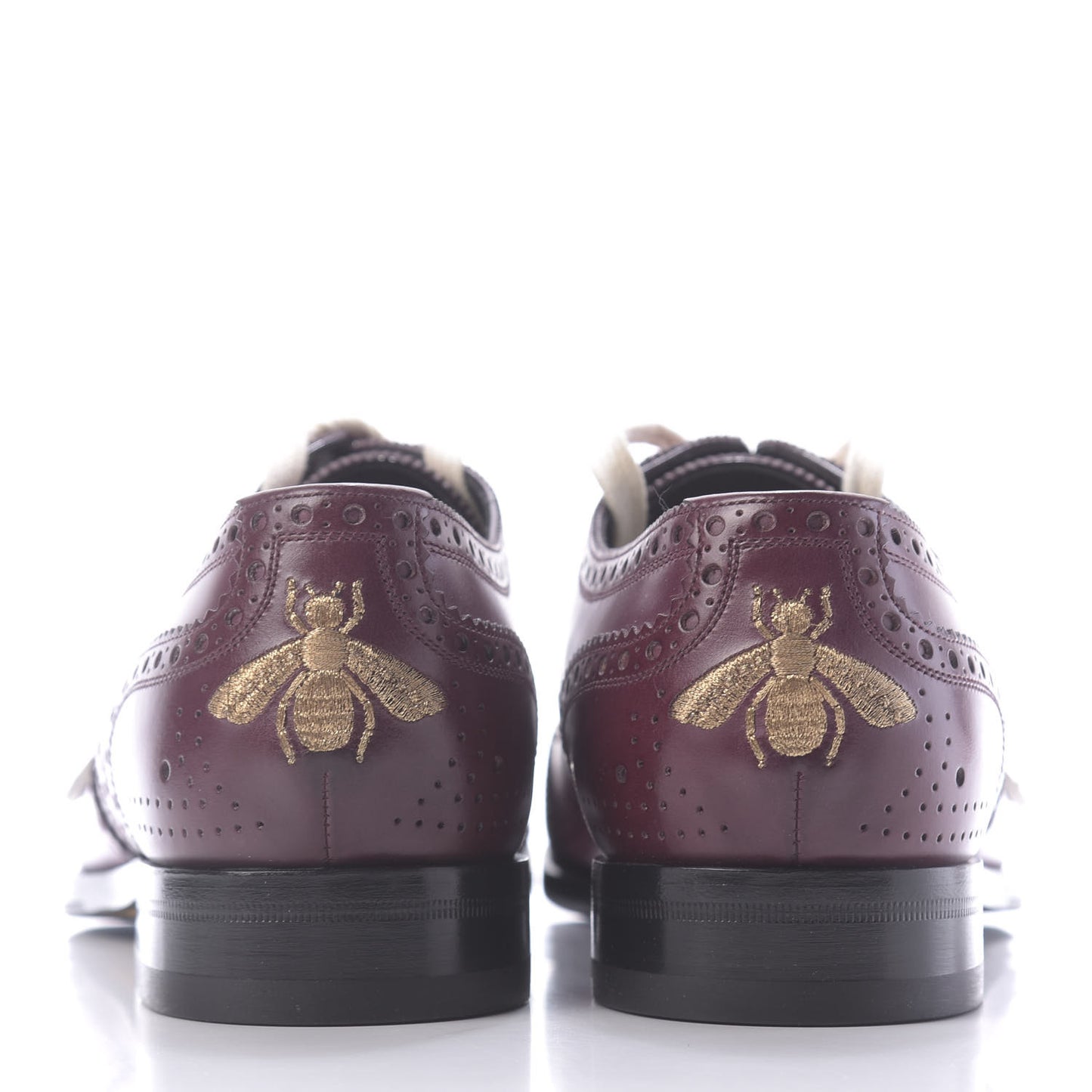 Calfskin Bee Embroidered Mens Queercore Brogue Derby Shoes 9.5 Bordeaux