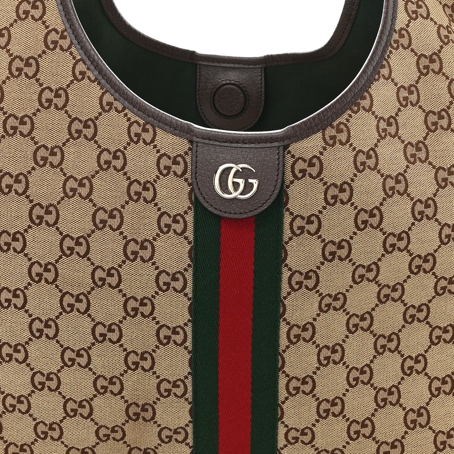 Gucci GG Monogram Web Large Giglio Tote Bag Beige Brown 9 of 12