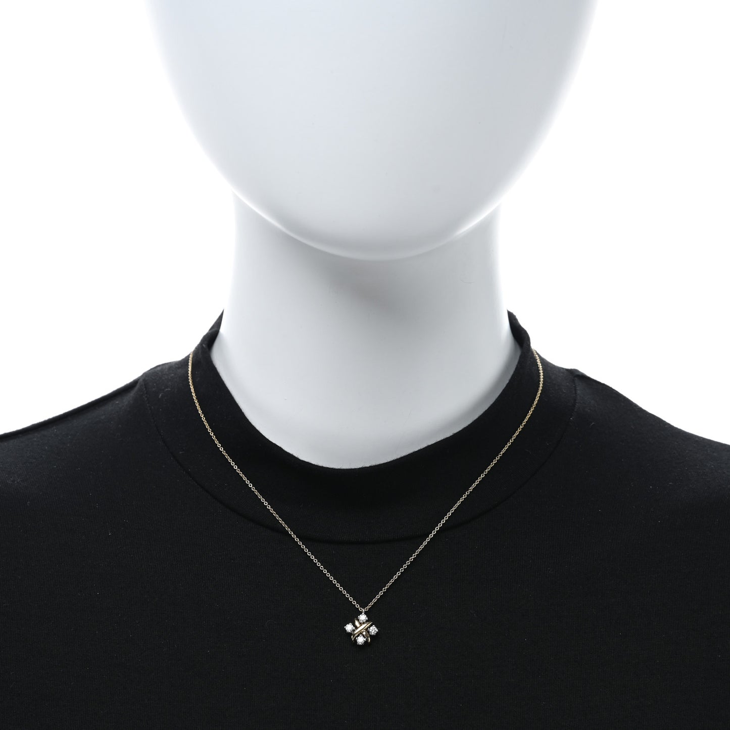 Platinum 18K Yellow Gold Diamond Schlumberger Lynn Pendant Necklace