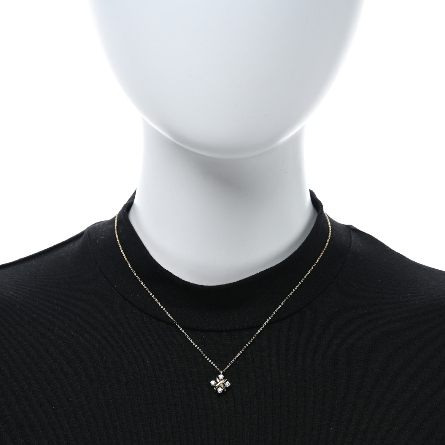 Tiffany Platinum 18K Yellow Gold Diamond Schlumberger Lynn Pendant Necklace 2 of 5