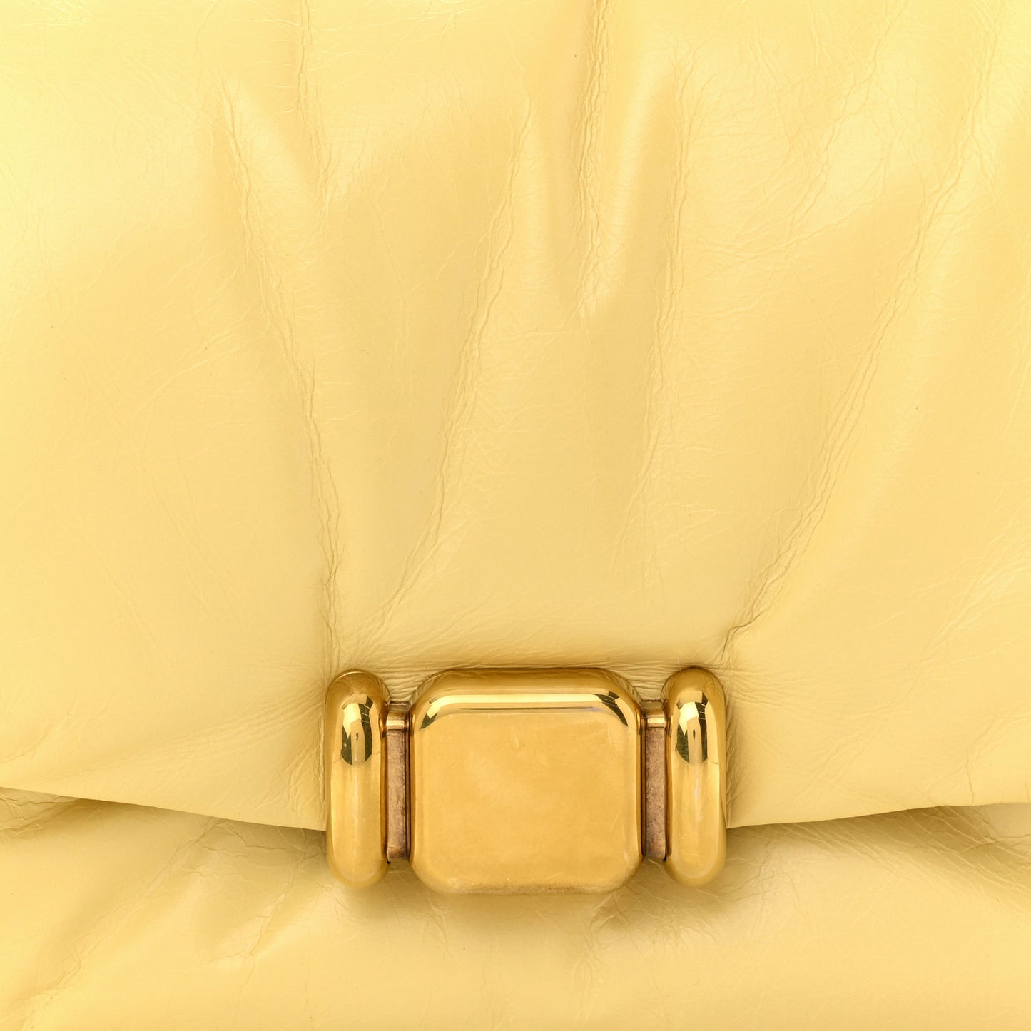 Paper Calfskin Puffy Flap Butter Brass