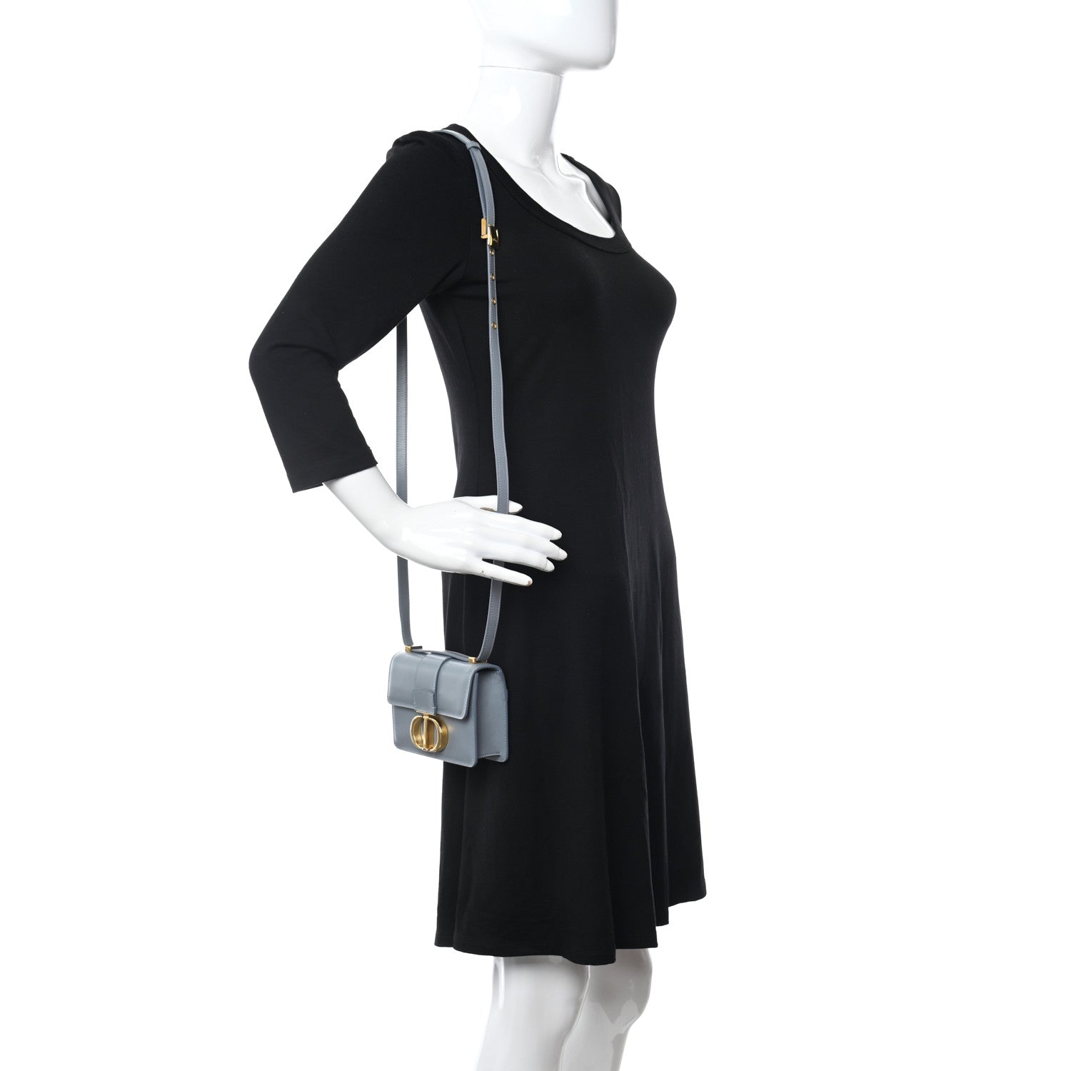 Christian Dior Smooth Calfskin Micro 30 Montaigne Flap Bag Blue Gray 2 of 8