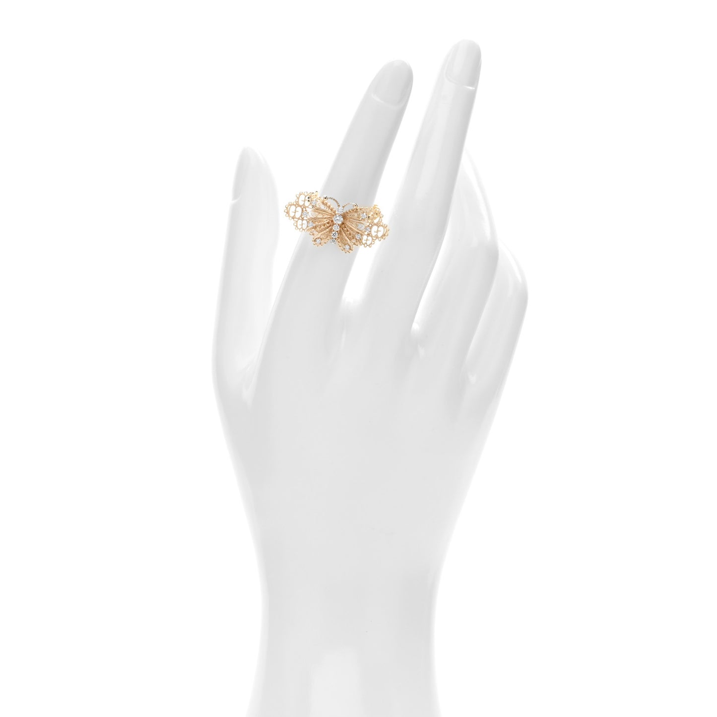 18K Yellow Gold Diamond Butterfly Ring 51 5.75