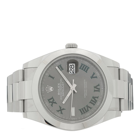 Stainless Steel 41mm Oyster Perpetual Wimbledon Datejust Watch Slate 126300