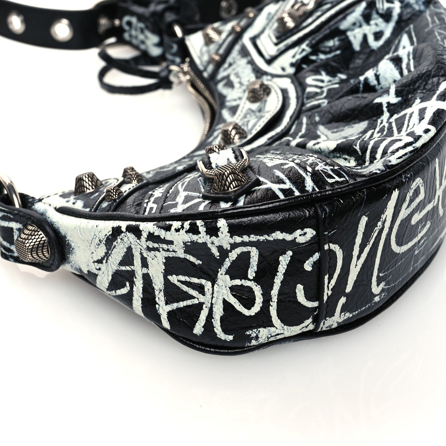 Agneau Arena Graffiti Le Cagole Shoulder Bag XS Black