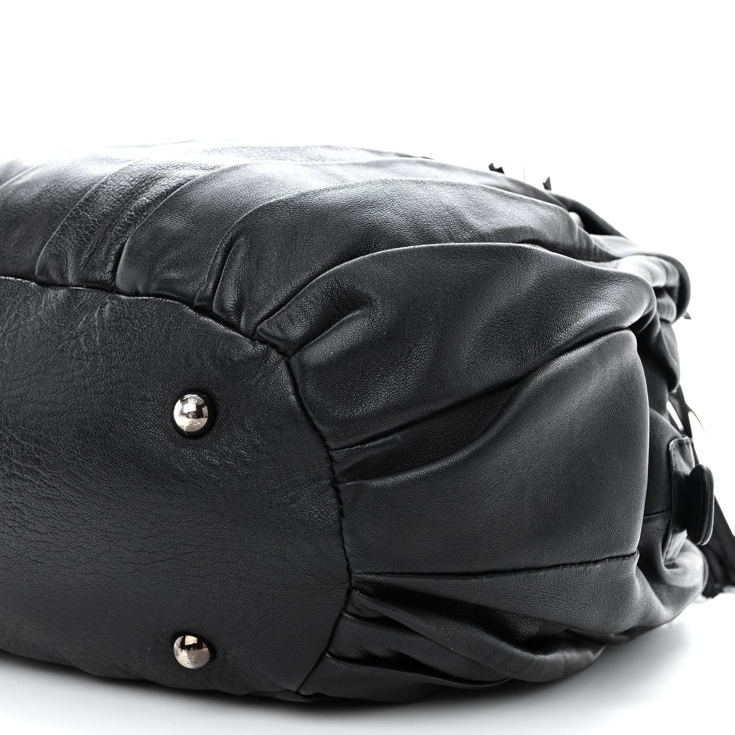 Lambskin Plated Fringed Tinzita Shoulder Bag Black