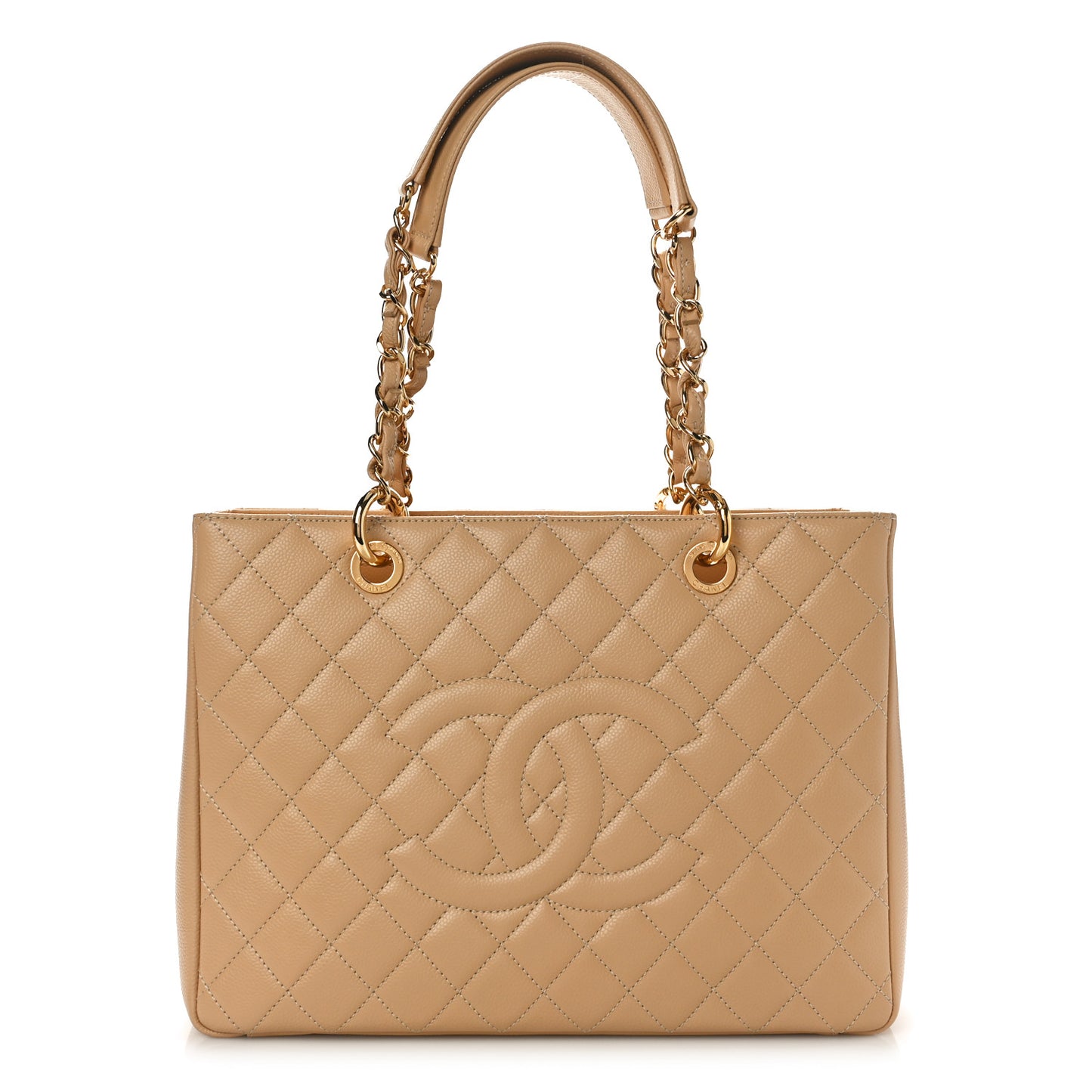 Caviar Quilted Grand Shopping Tote GST Beige