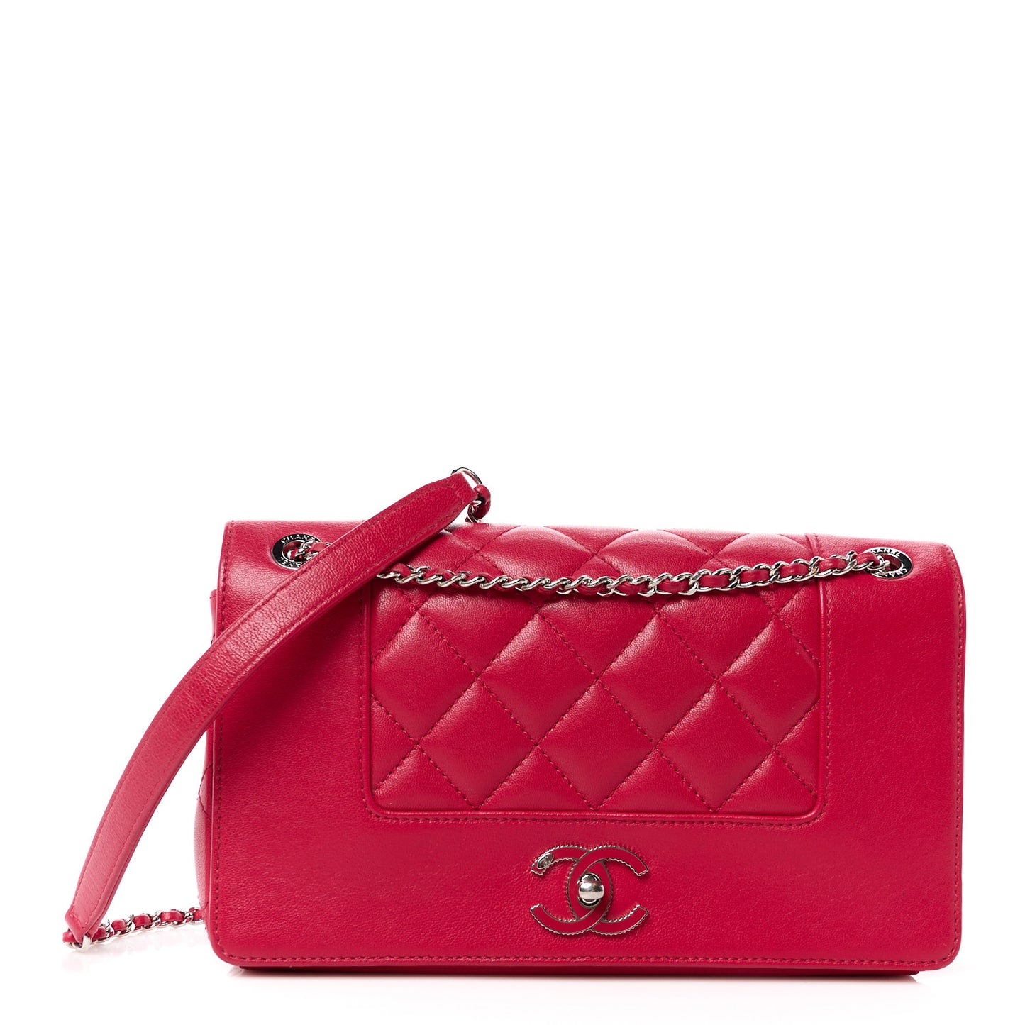 Iridescent Sheepskin Quilted Small Vintage Mademoiselle Flap Dark Pink