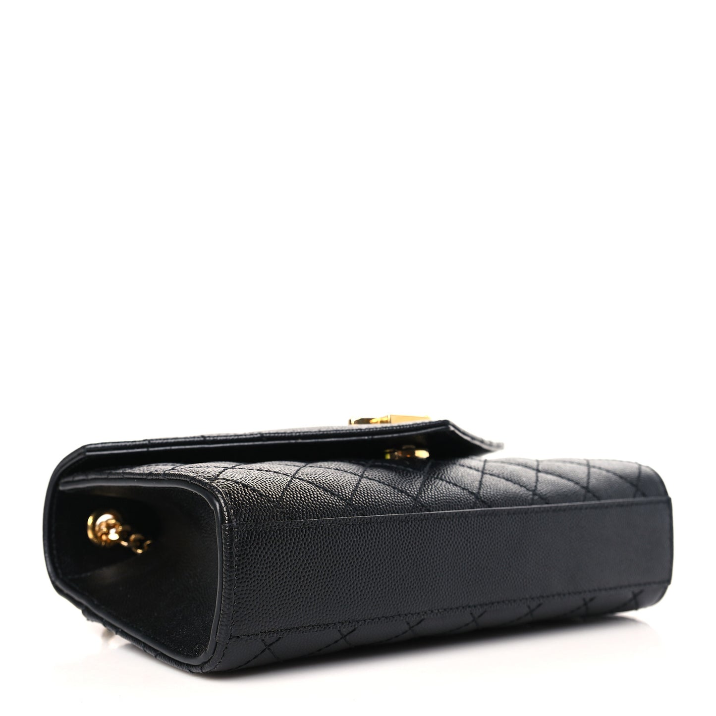 Grain De Poudre Textured Mixed Matelasse Triquilt Small Monogram Satchel Black