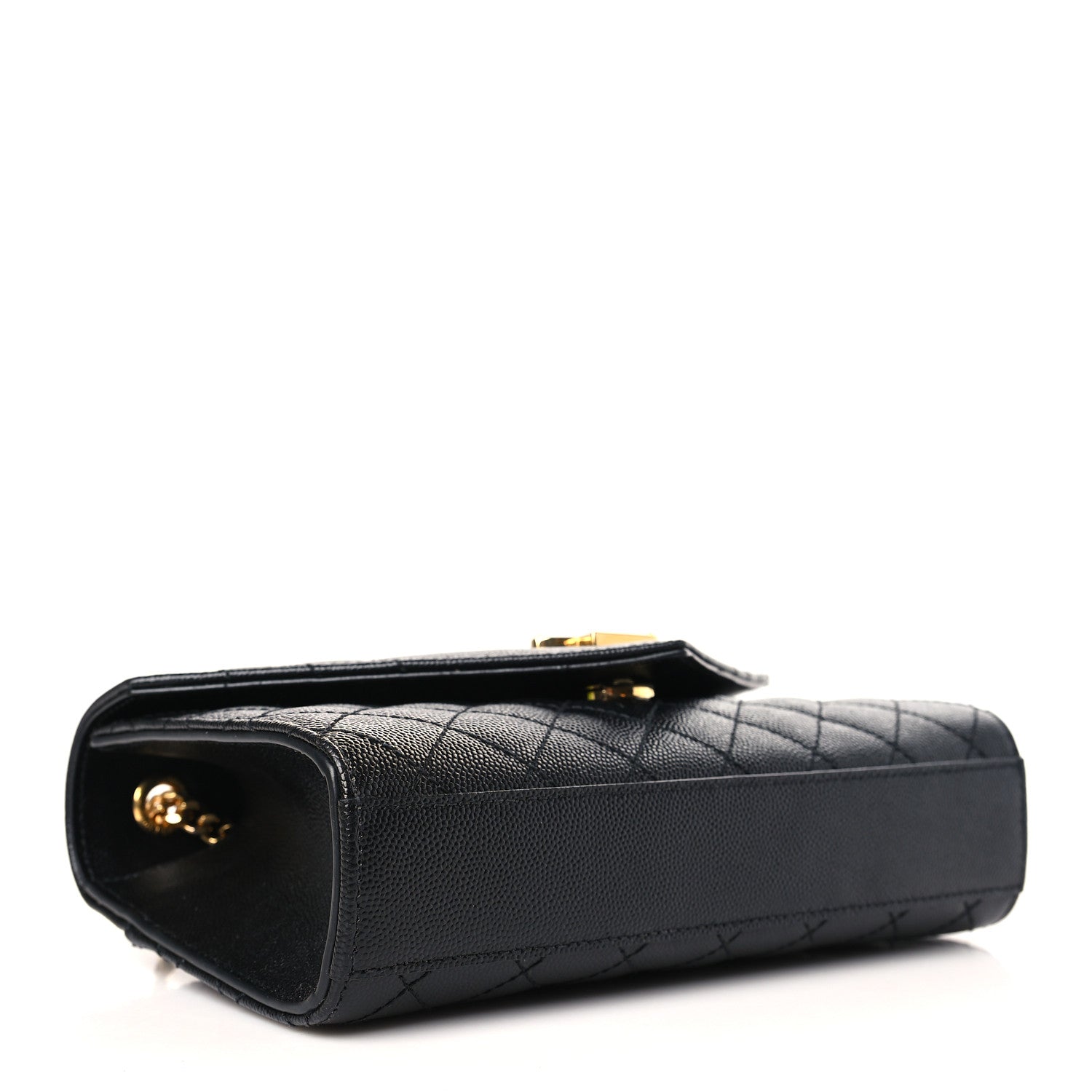 Saint Laurent Grain De Poudre Textured Mixed Matelasse Triquilt Small Monogram Satchel Black 4 of 9
