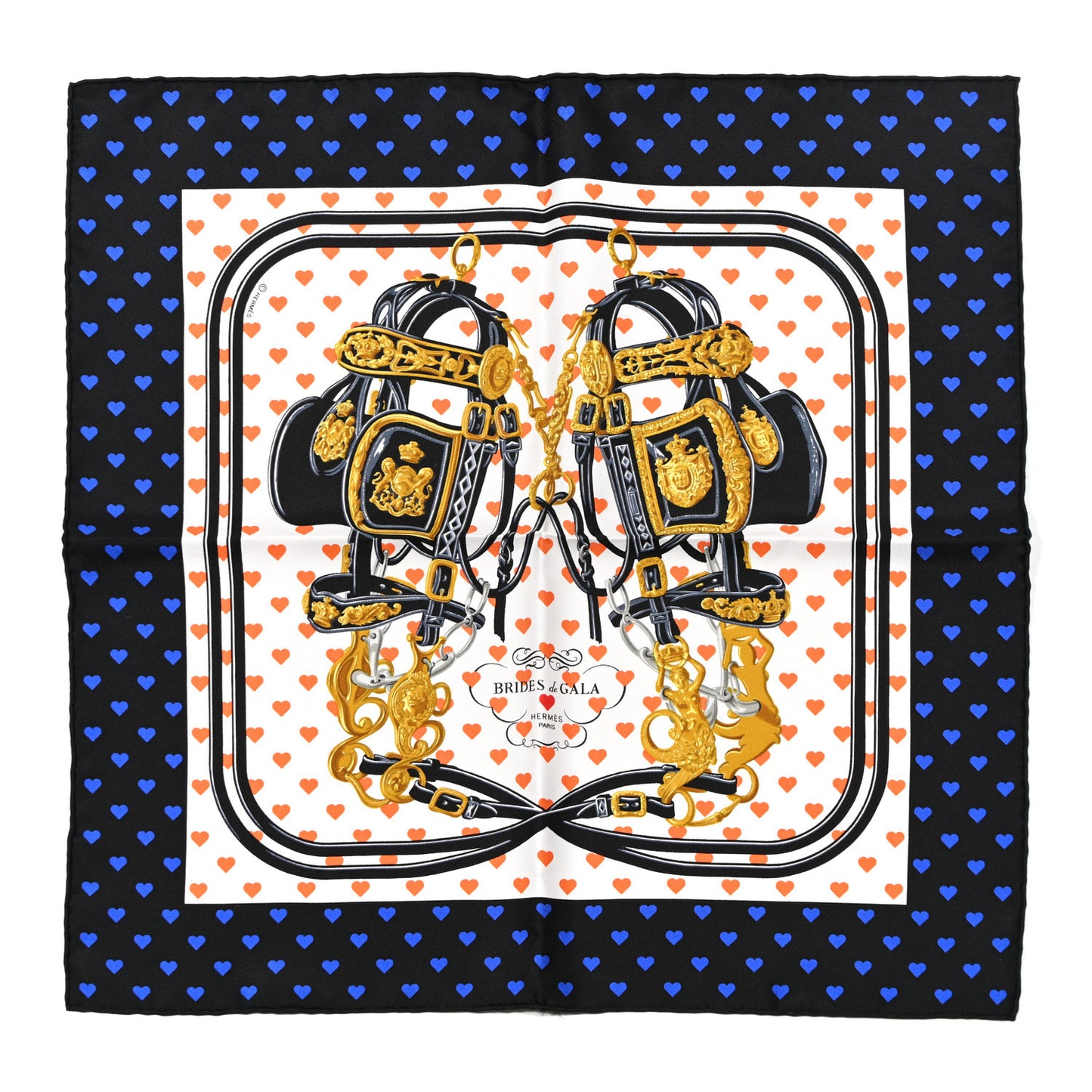 Silk Brides De Gala Love Pocket Square Black White Orange