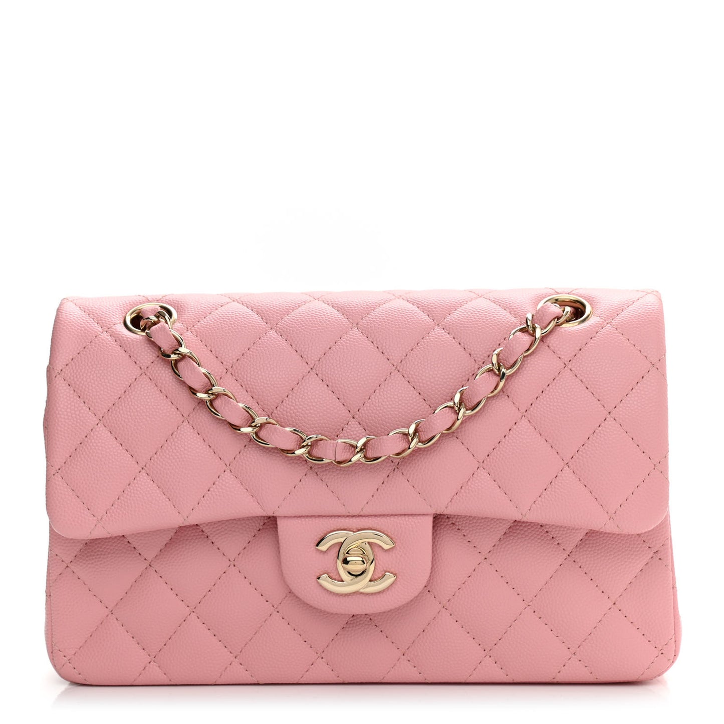 Caviar Quilted Small Double Flap Pink