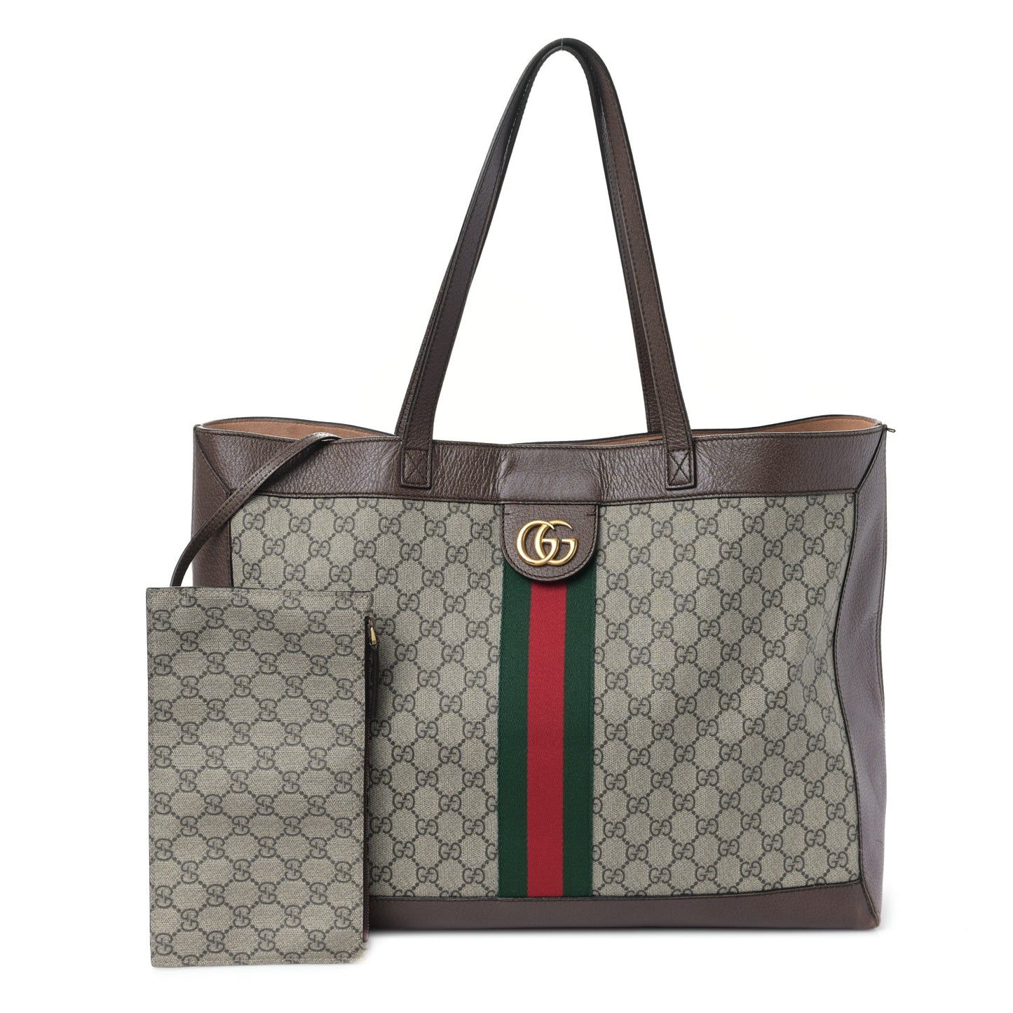 GG Supreme Monogram Web Ophidia Tote Brown