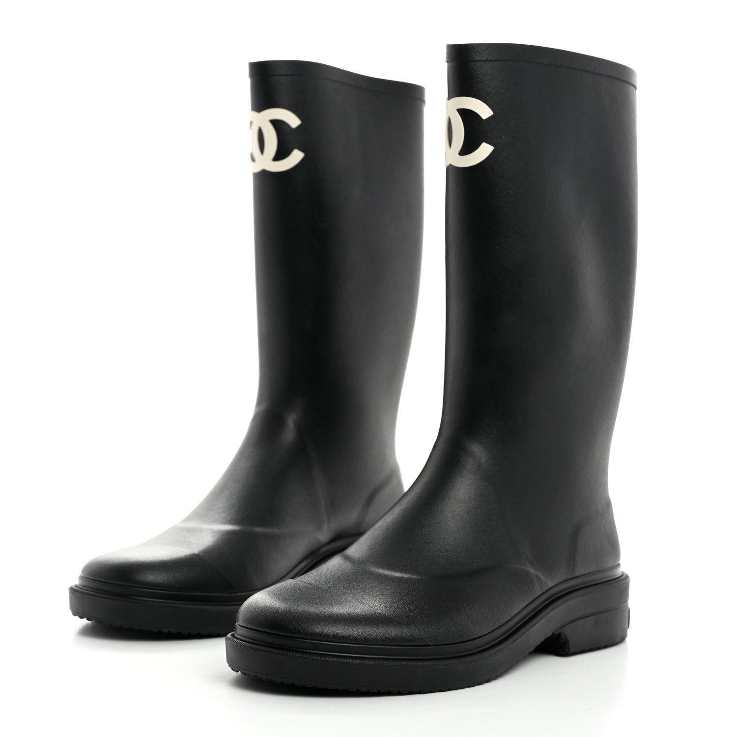 Chanel Caoutchouk CC High Boots 40 Black 3 of 9