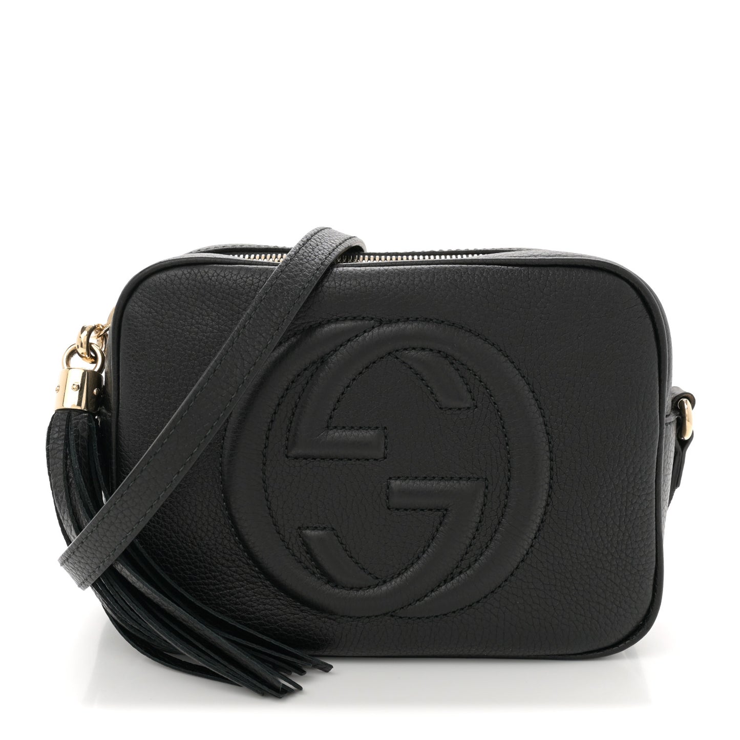 Pebbled Calfskin Small Soho Disco Bag Black