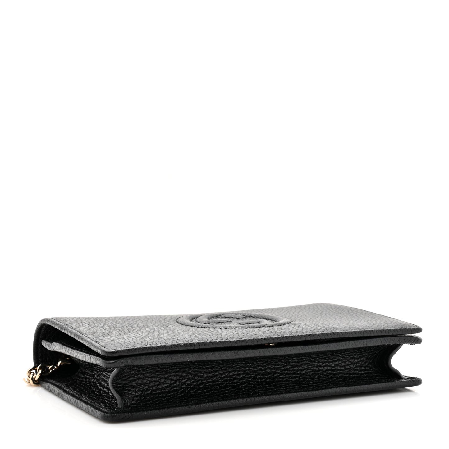 Pebbled Calfskin Soho Wallet On Chain Black