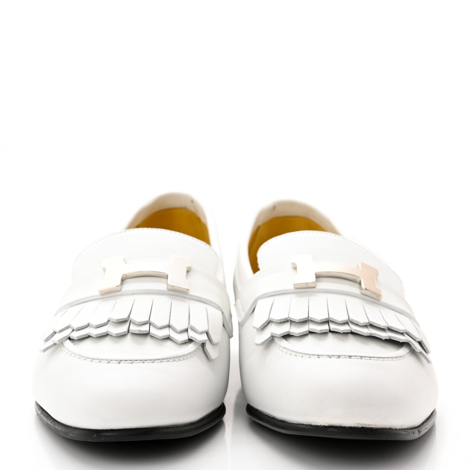 Hermes Calfskin Womens Royal Loafers 37 White 2 of 11