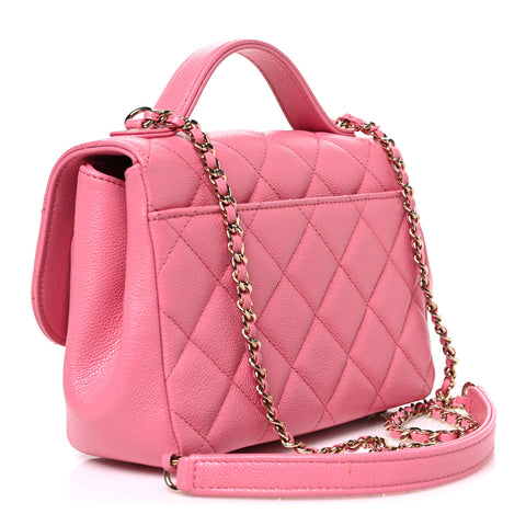 Caviar Quilted Small Business Affinity Flap Pink