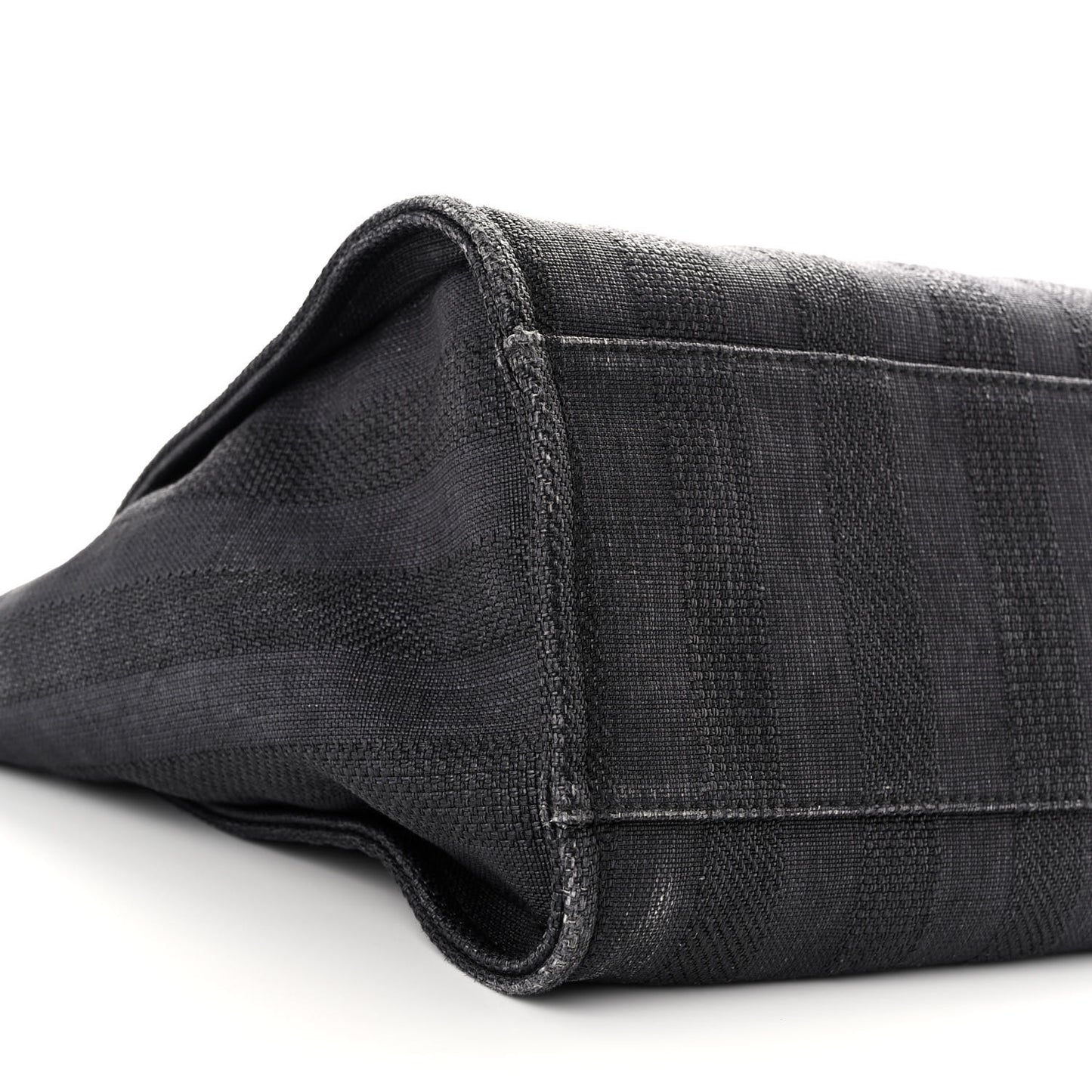 Mixed Fibers Calfskin Striped Medium Deauville Tote Black