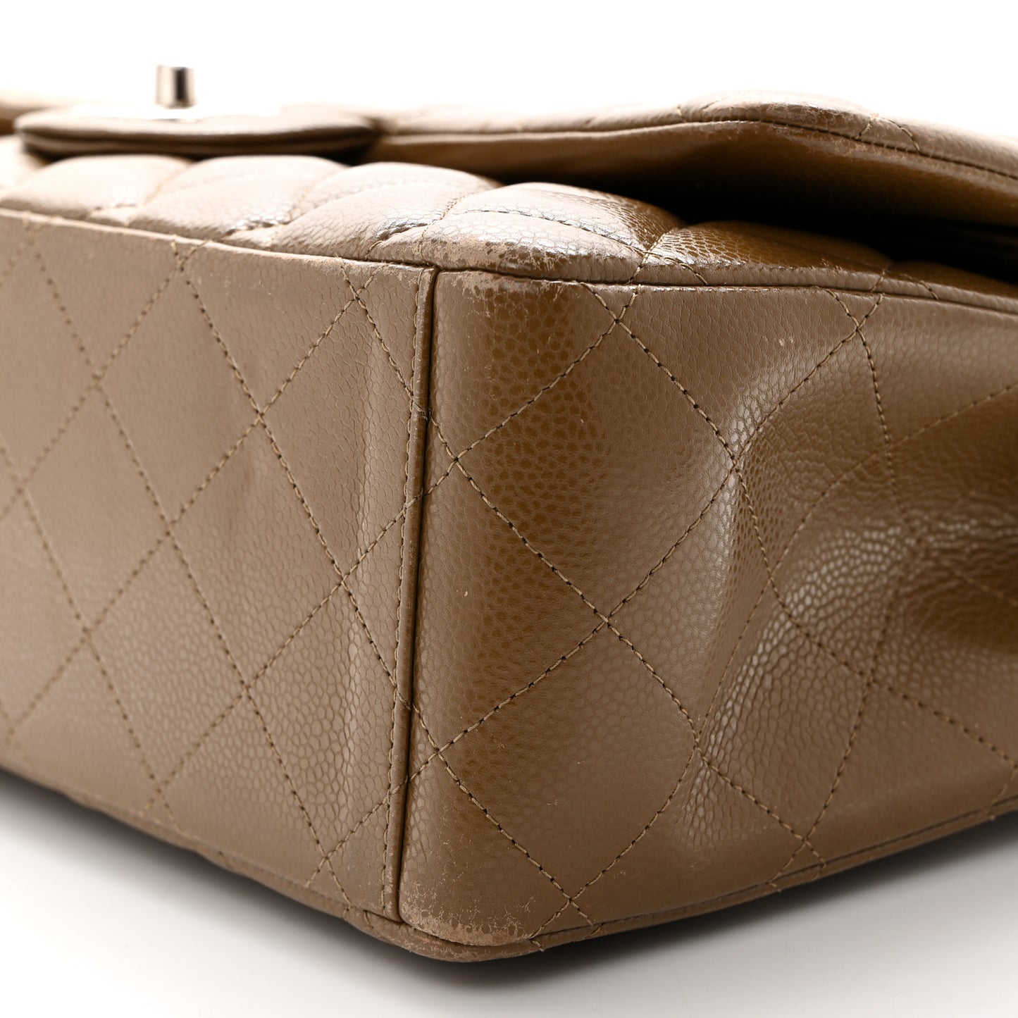 Caviar Quilted Maxi Double Flap Brown