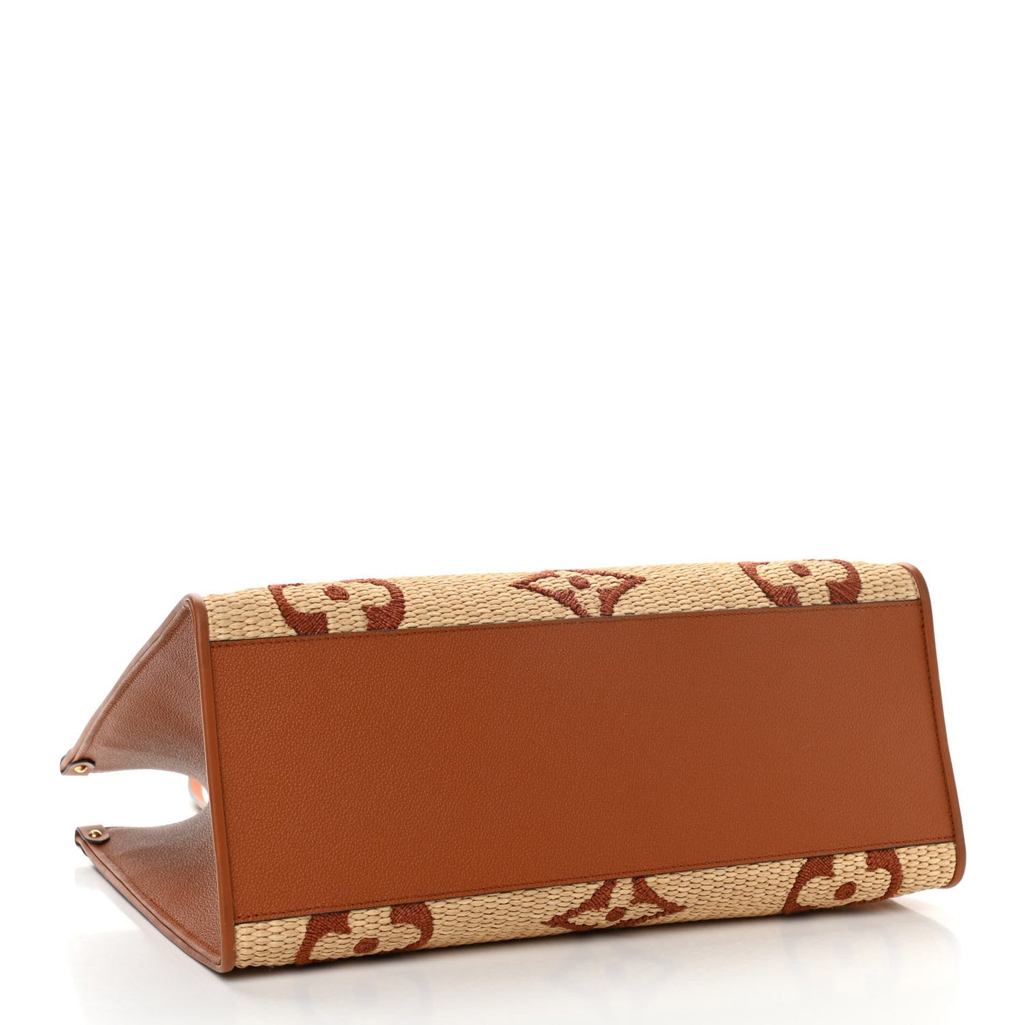 Raffia Calfskin Monogram Giant Onthego GM Tan