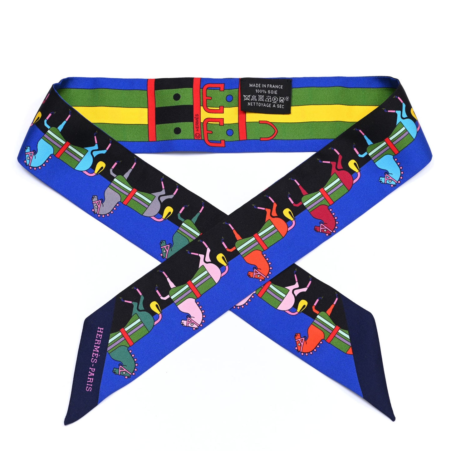 Silk Rocabar Twilly Bleu Royal Jaune Vert