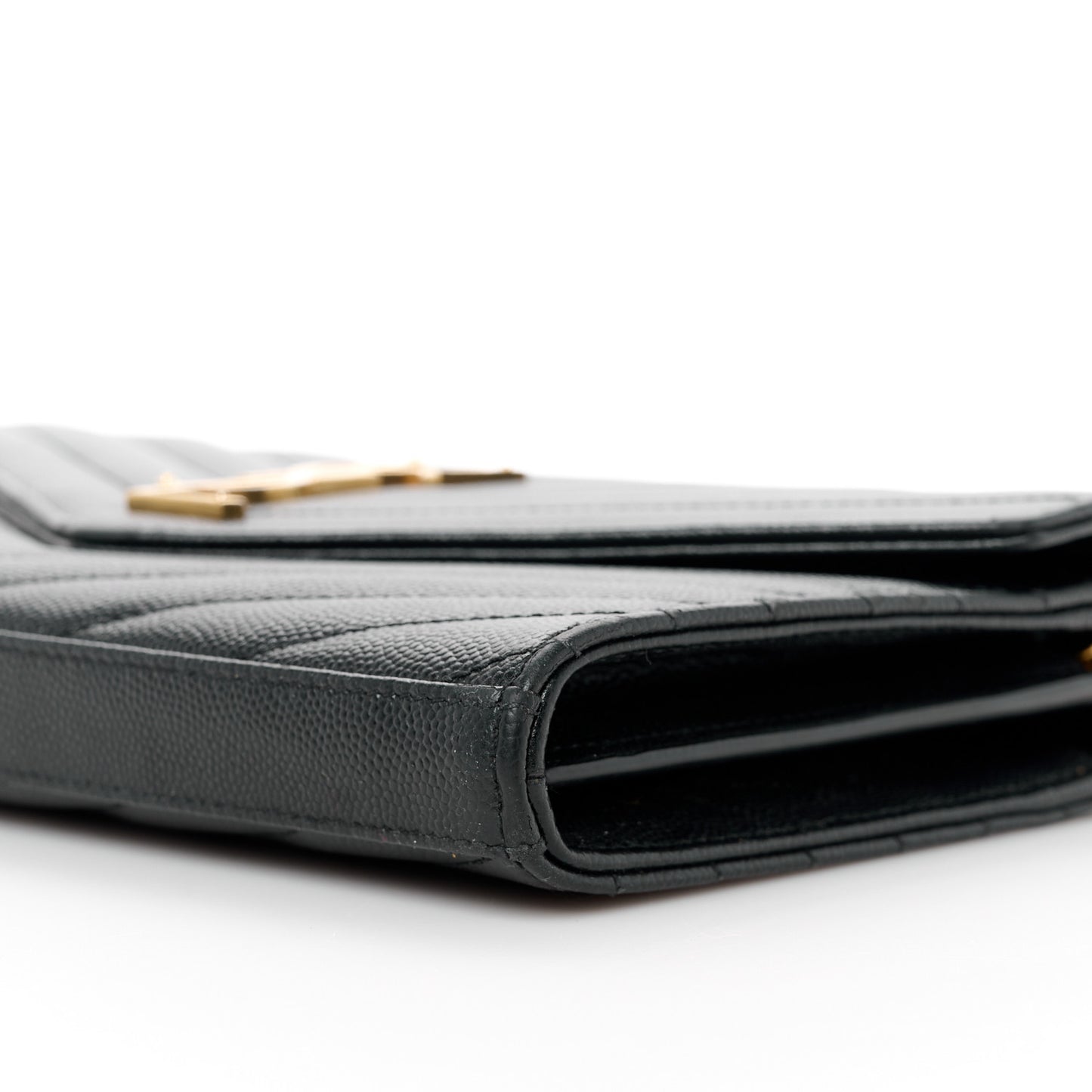 Grain De Poudre Matelasse Chevron Monogram Chain Wallet Black