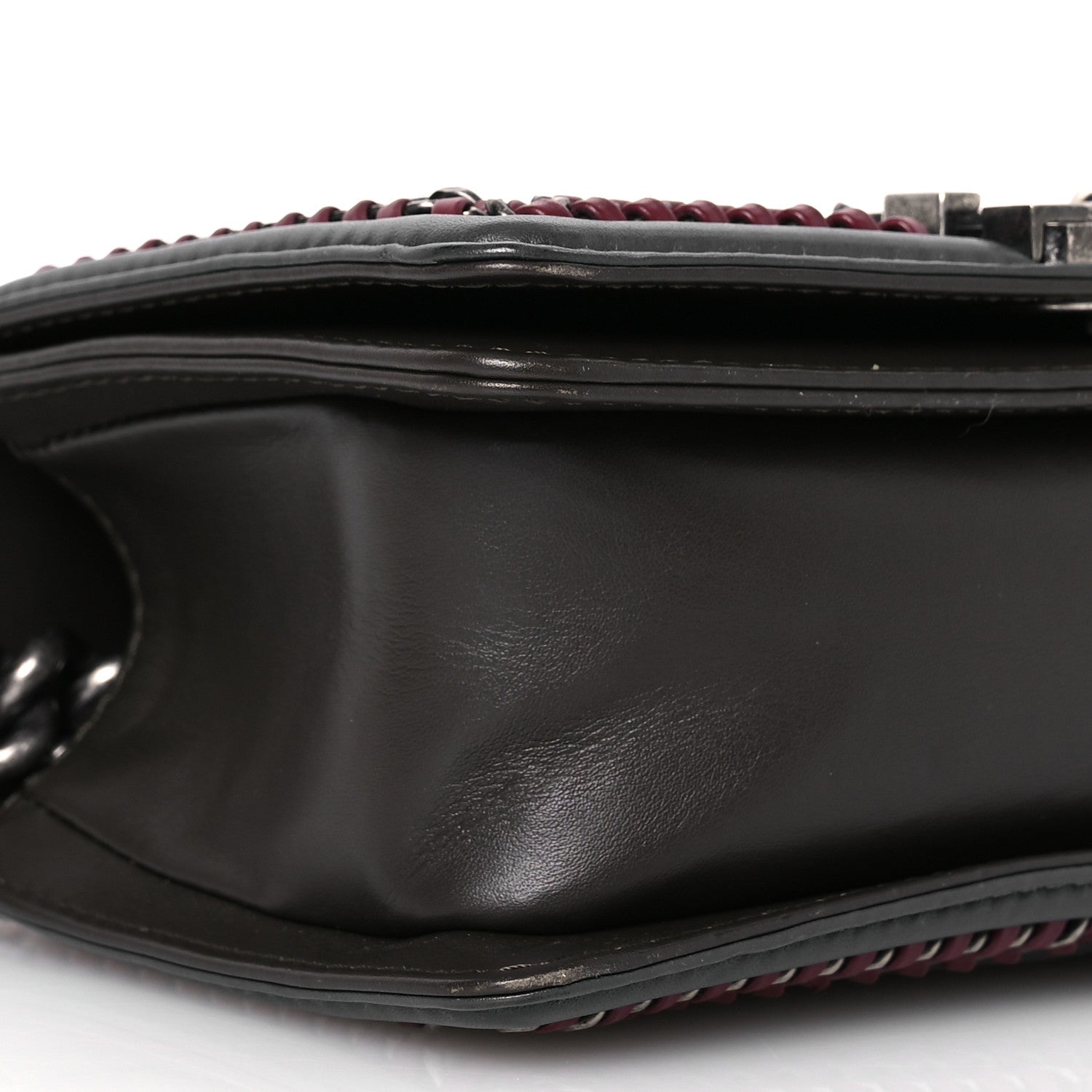 Chanel Calfskin Quilted Small Boy Top Handle Flap Grey Burgundy 9 of 13