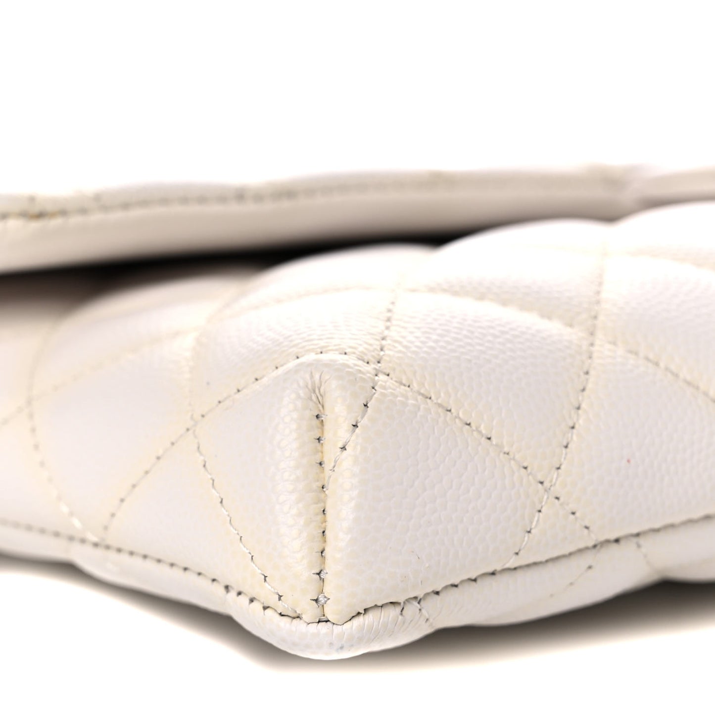 Caviar Quilted Flap Clutch White