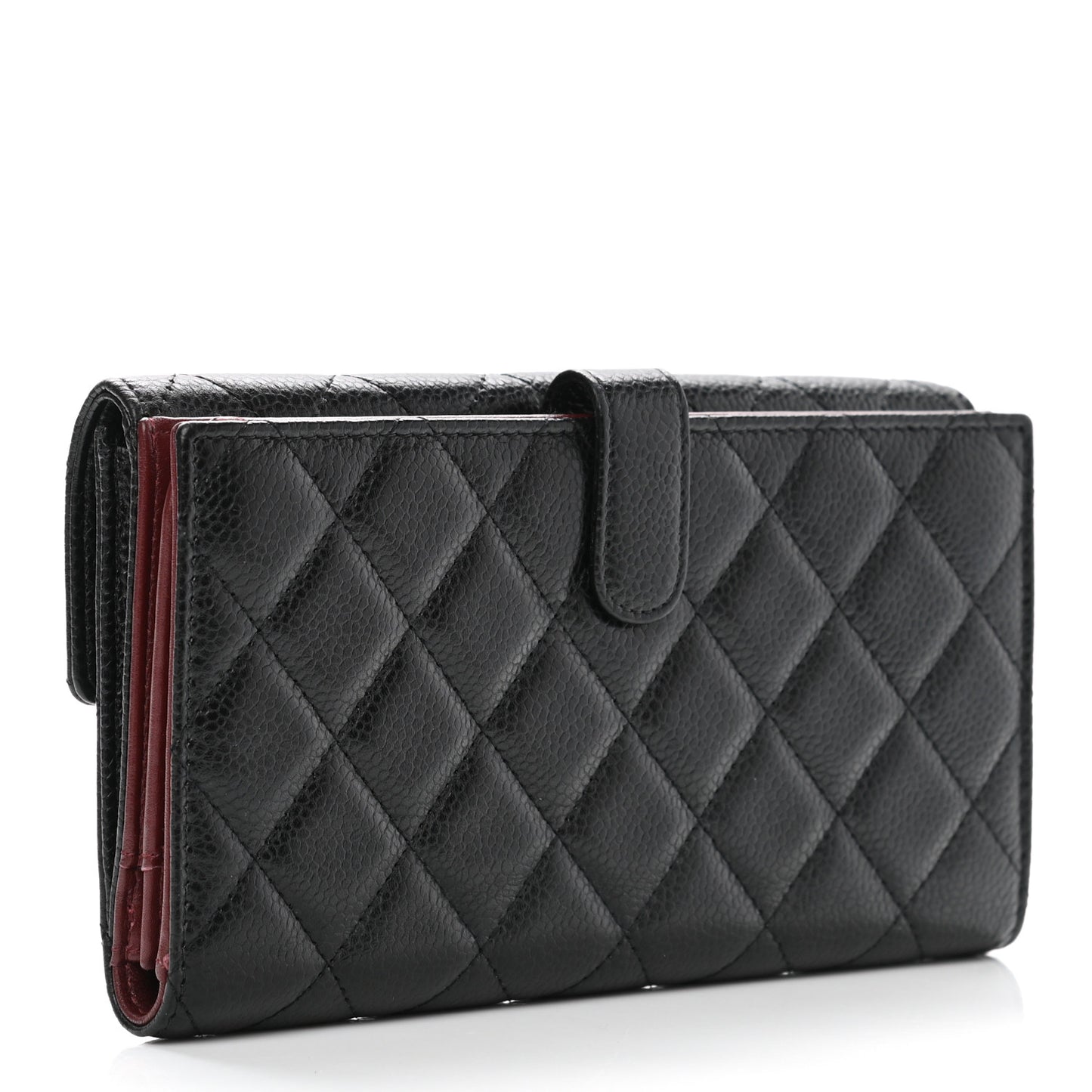 Caviar Quilted CC Long Double Wallet Black