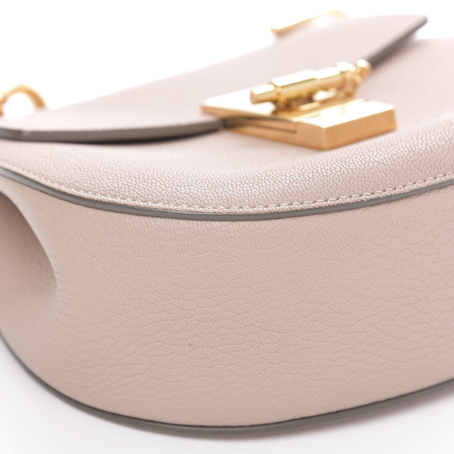 Grained Lambskin Mini Drew Shoulder Bag Cement Pink