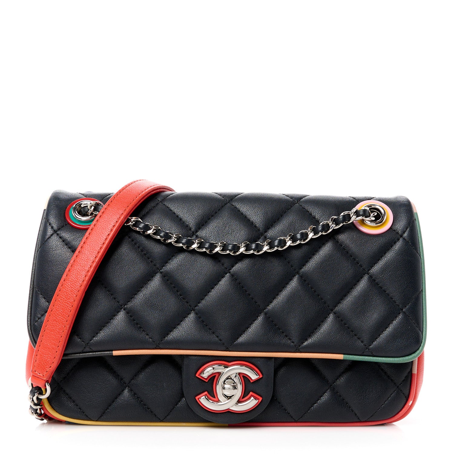 Chanel Lambskin Plexiglass Quilted Small Cuba Color Flap Black Multicolor 1 of 12