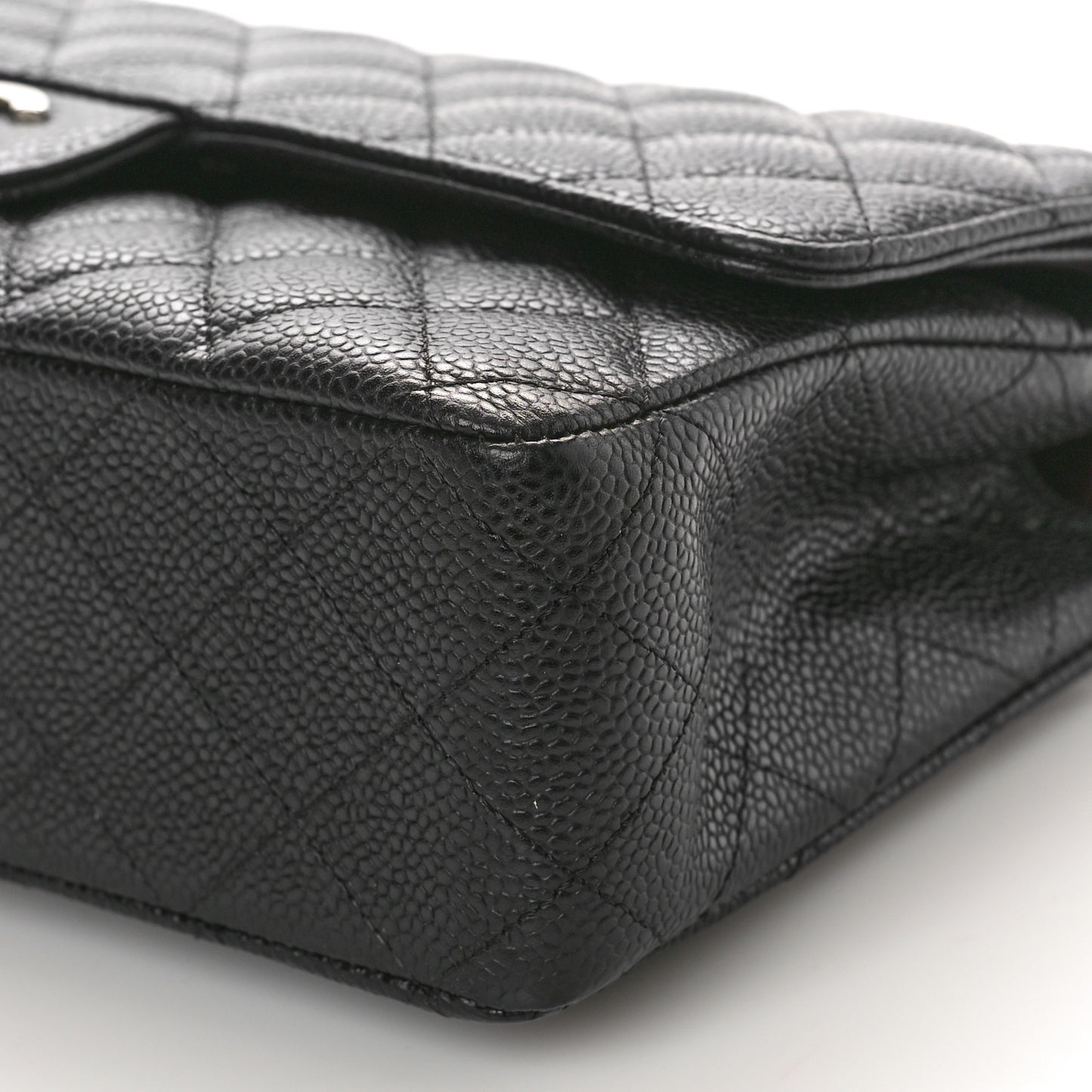 Caviar Quilted Medium Double Flap Black