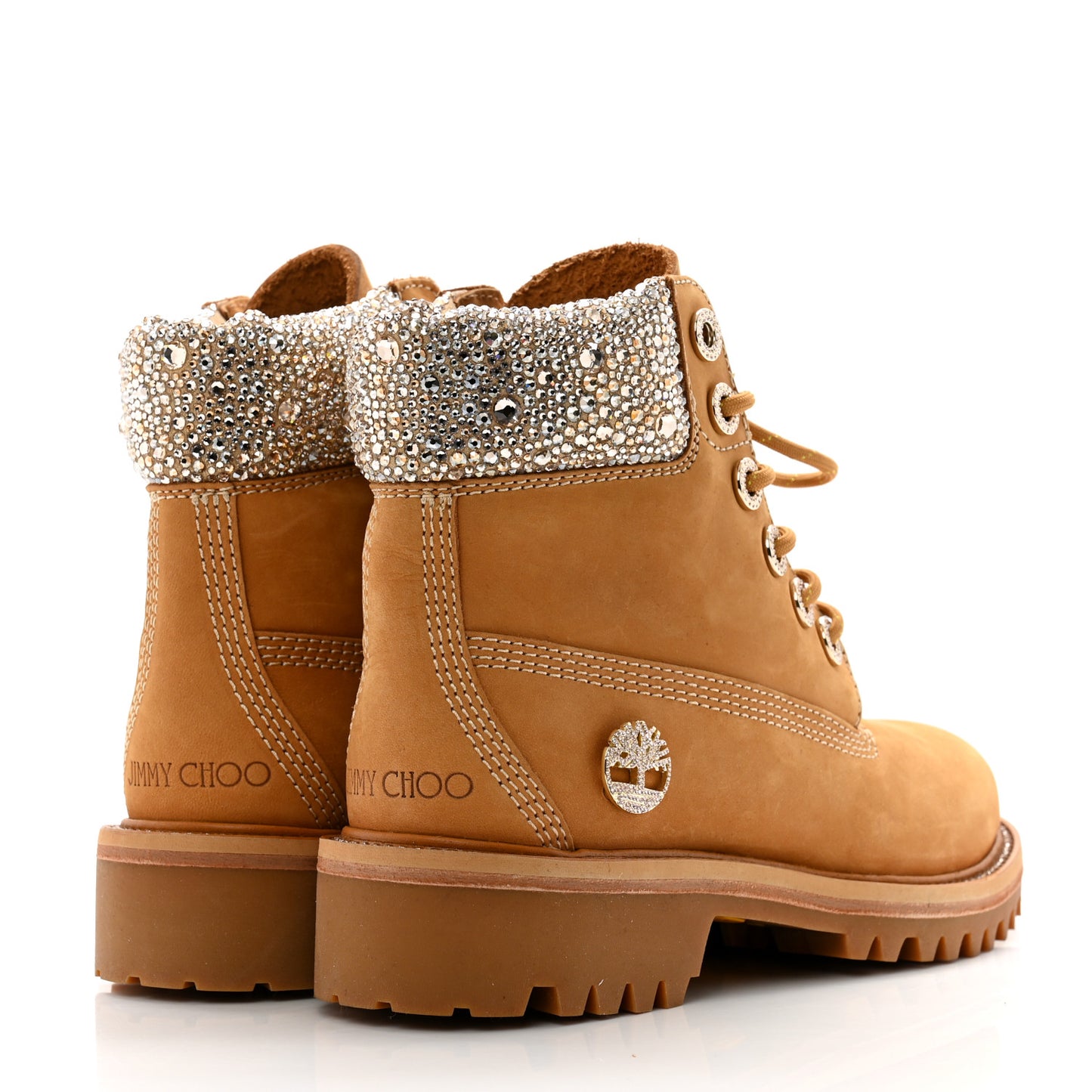 X TIMBERLAND Nubuck Swarovski Crystal Womens Ankle Boots 5.5 Wheat
