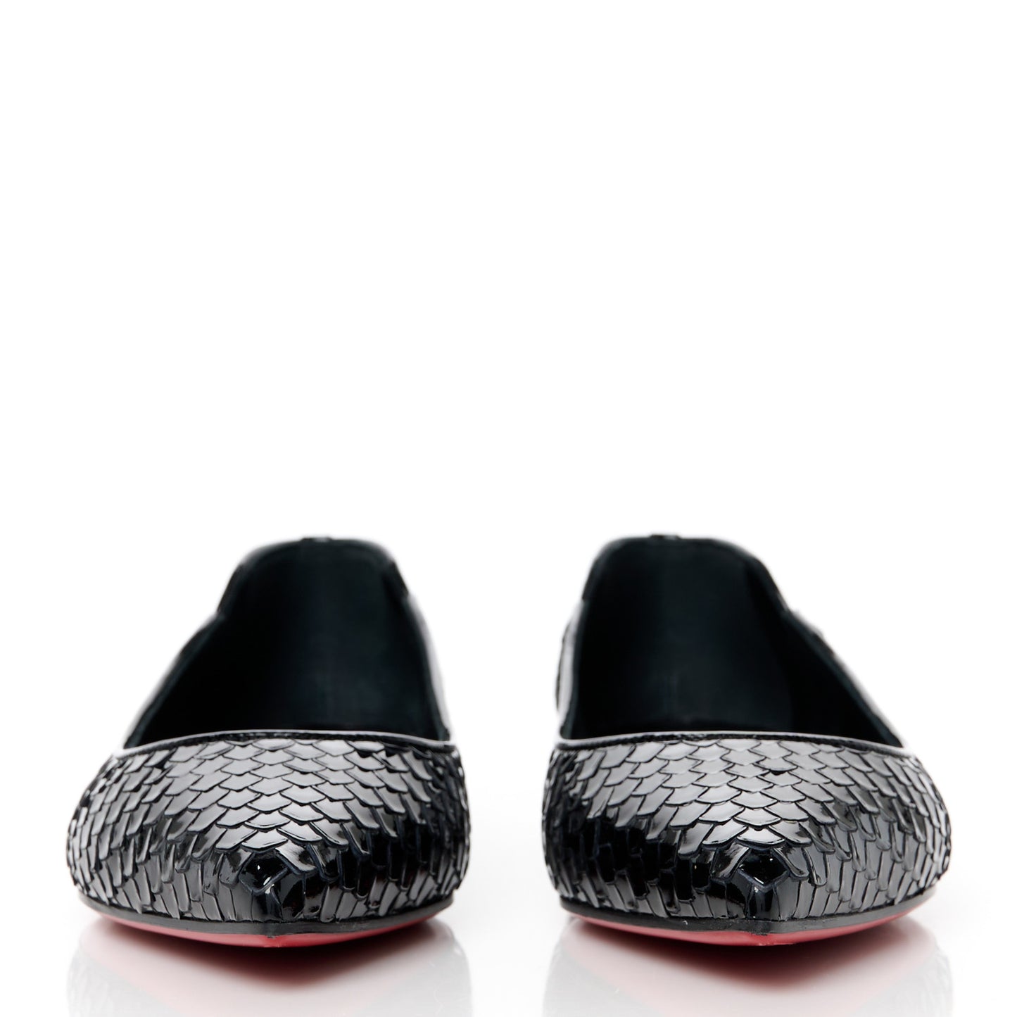 Patent Snakeskin Embossed Hot Chickita Flats 38.5 Black