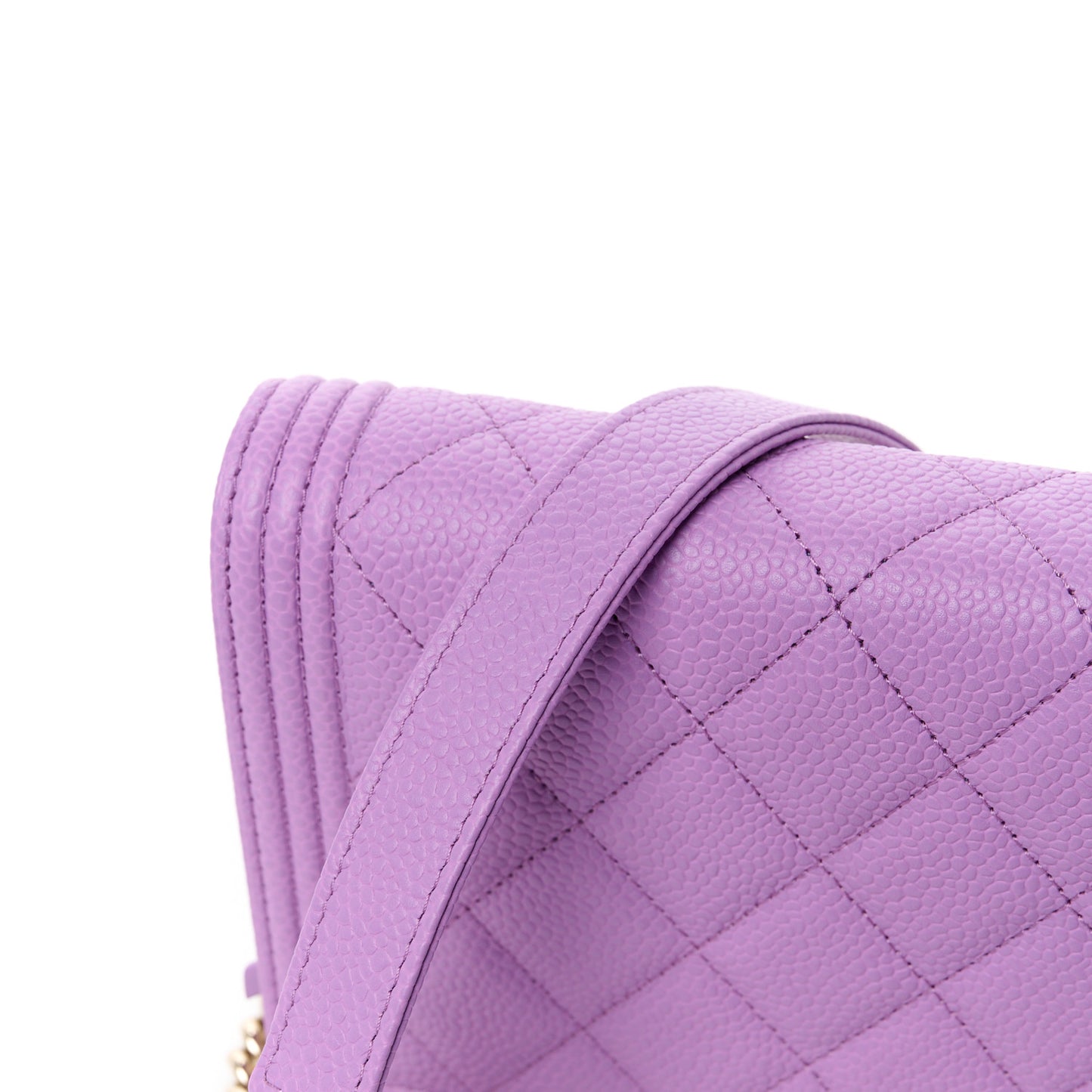 Caviar Quilted Boy Wallet On Chain WOC Purple