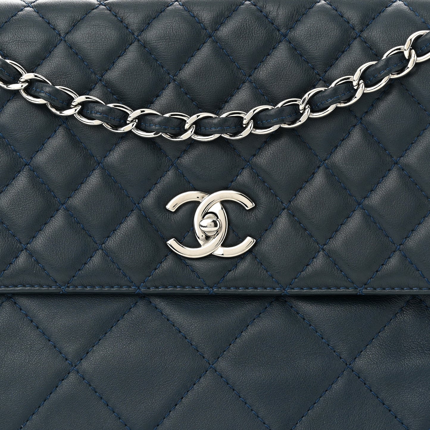 Calfskin Quilted In The Business Flap Dark Navy Blue