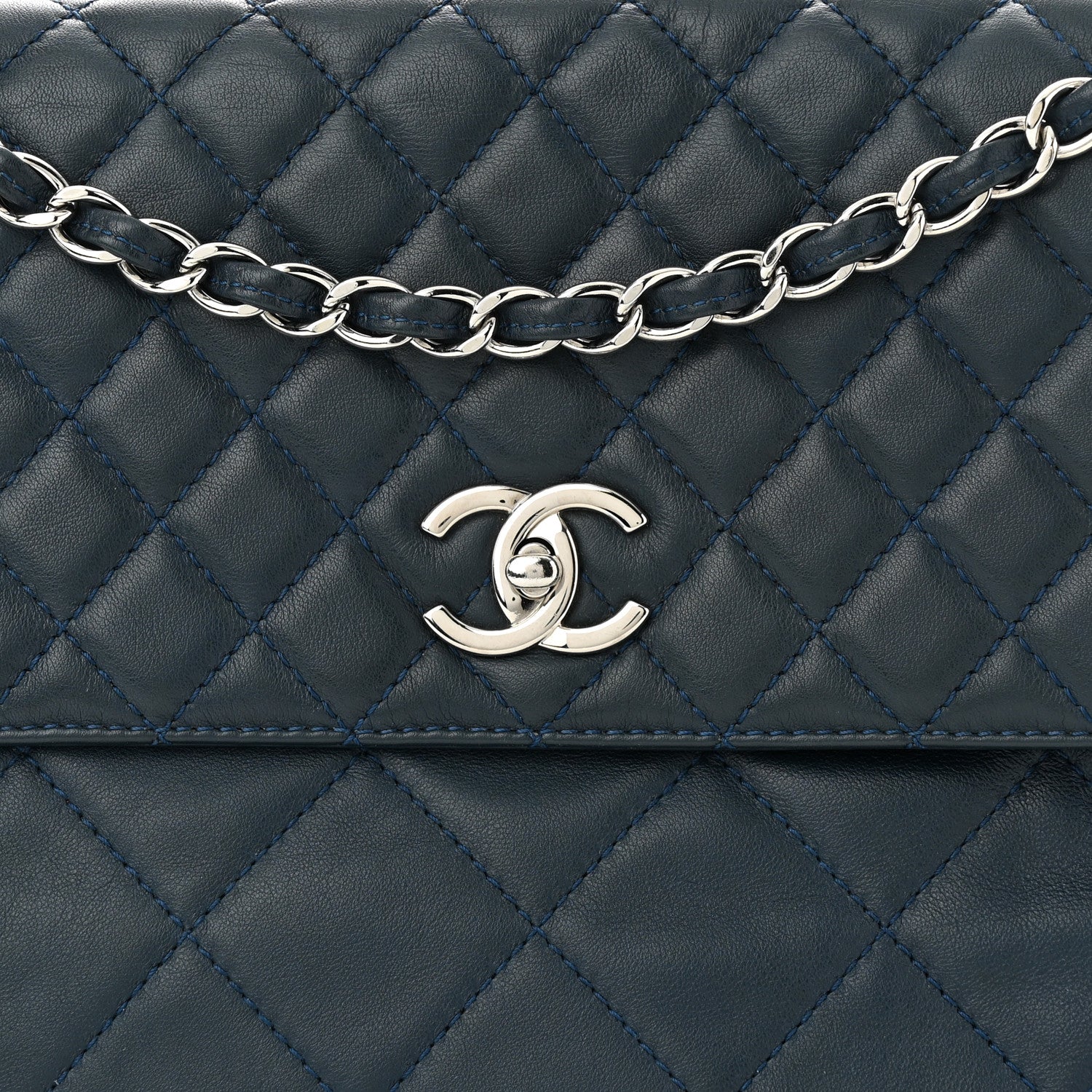 Chanel Calfskin Quilted In The Business Flap Dark Navy Blue 8 of 11
