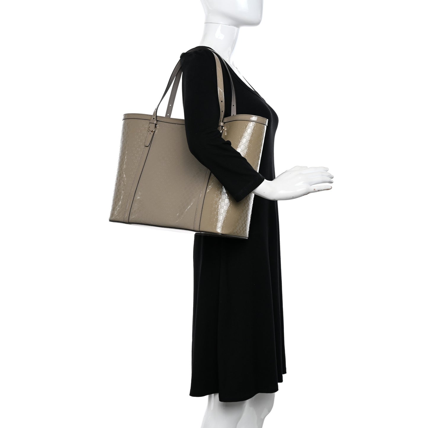 Patent Microguccissima Medium Nice Tote Storm Grey