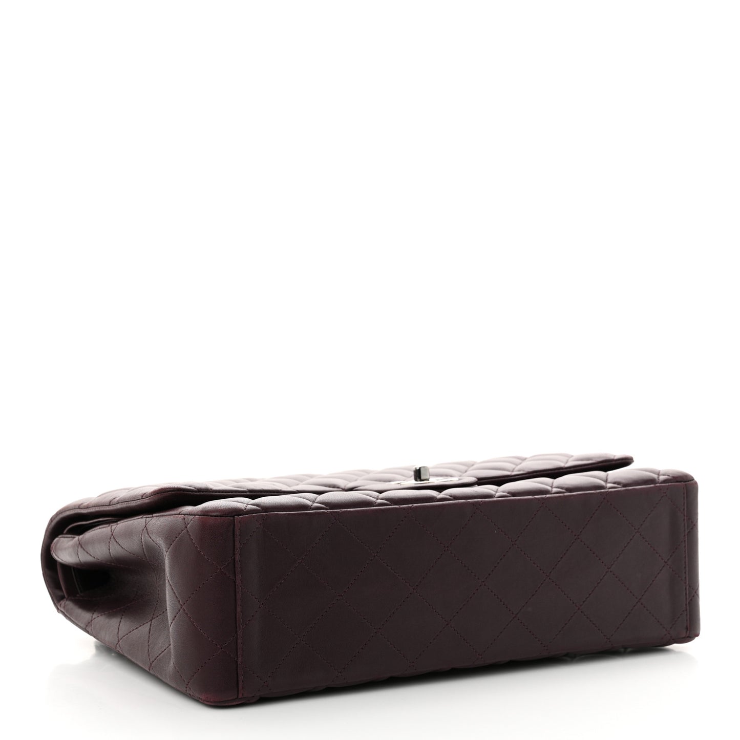 Lambskin Quilted Maxi Double Flap Plum
