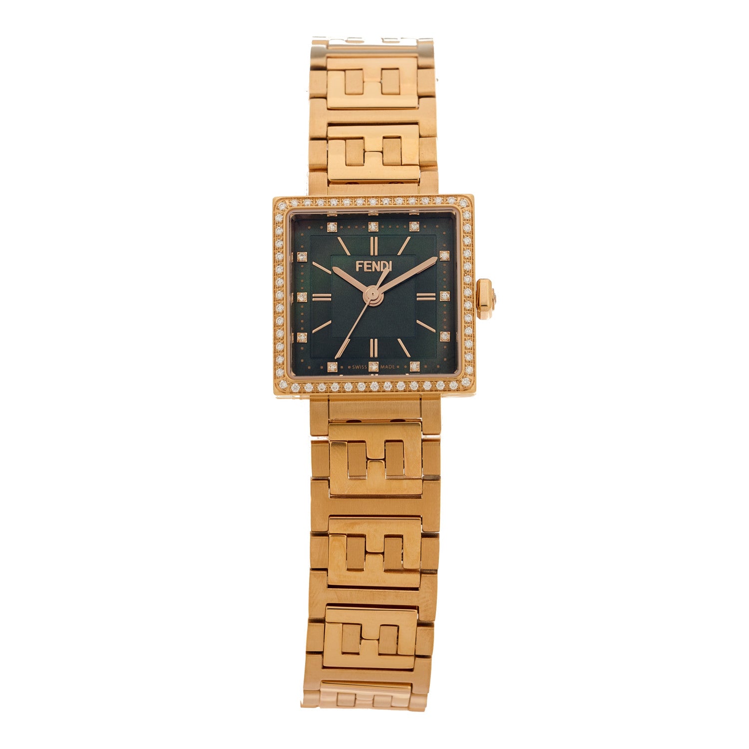 Fendi Stainless Steel Diamond Bezel Black Mother of Pearl 23mm Fendi Forever Quartz Watch 1 of 5