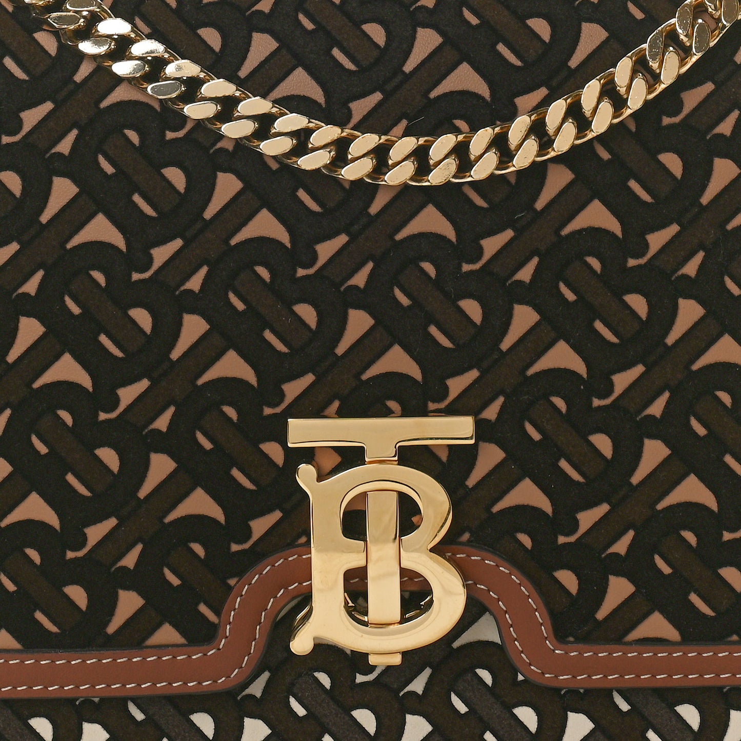 Velvet Calfskin Monogram Medium TB Chain Bag Dark Brown
