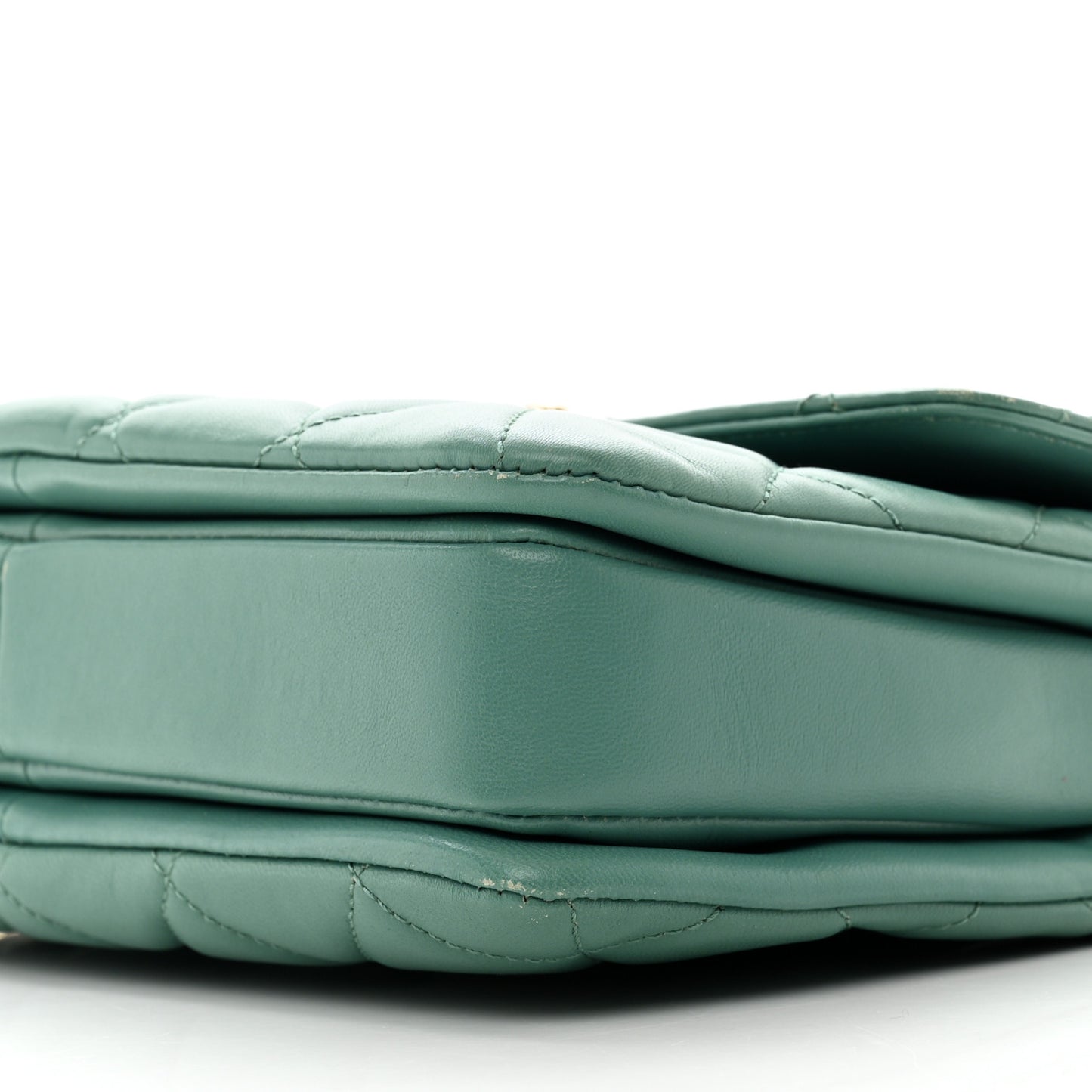 Lambskin Quilted Small Trendy CC Flap Dual Handle Bag Green