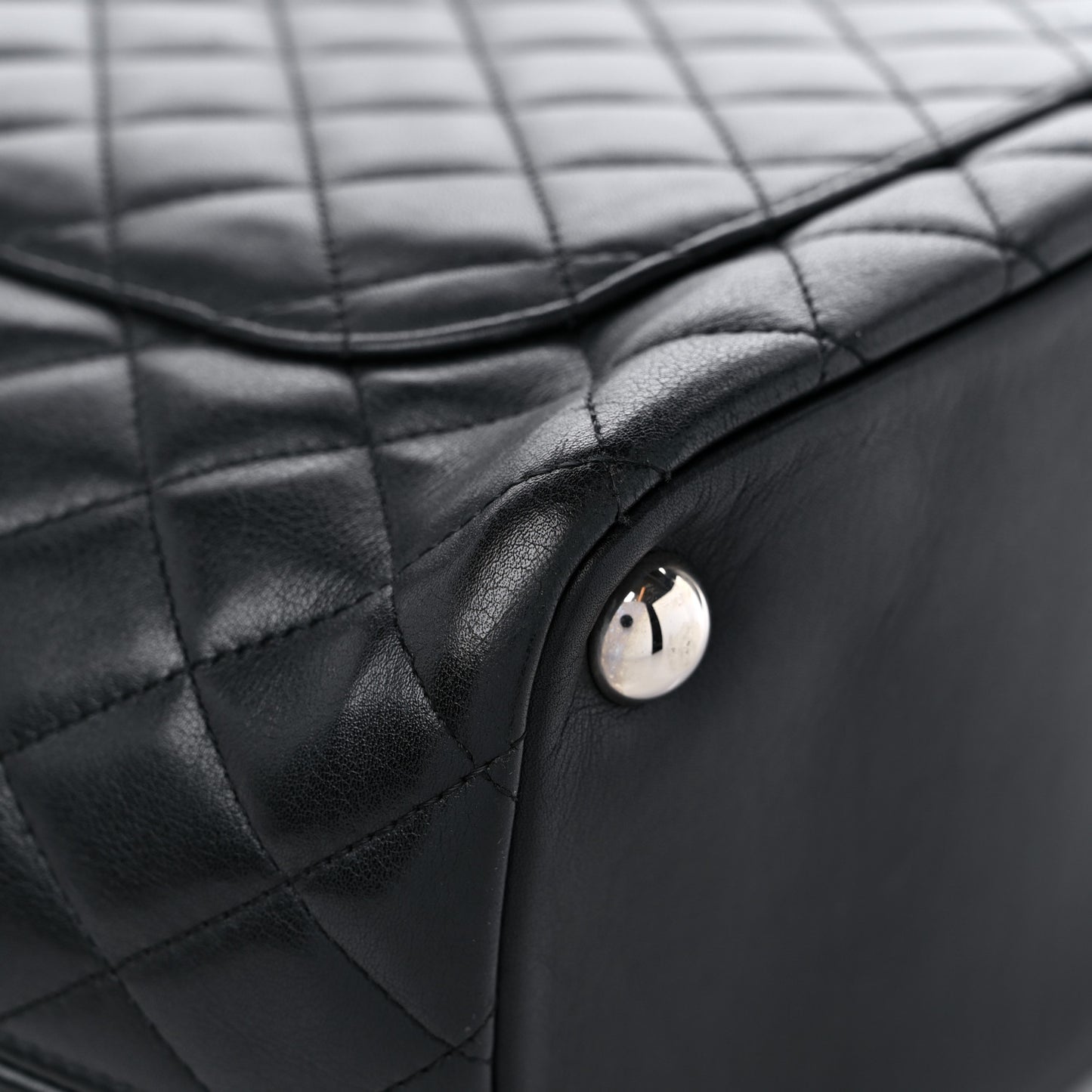 Calfskin Quilted Large Cambon Tote Black White
